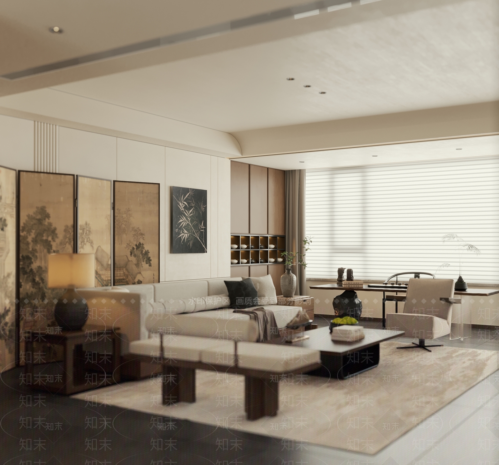 新中式复古宋式客餐厅3D模型下载【ID:1194719192】