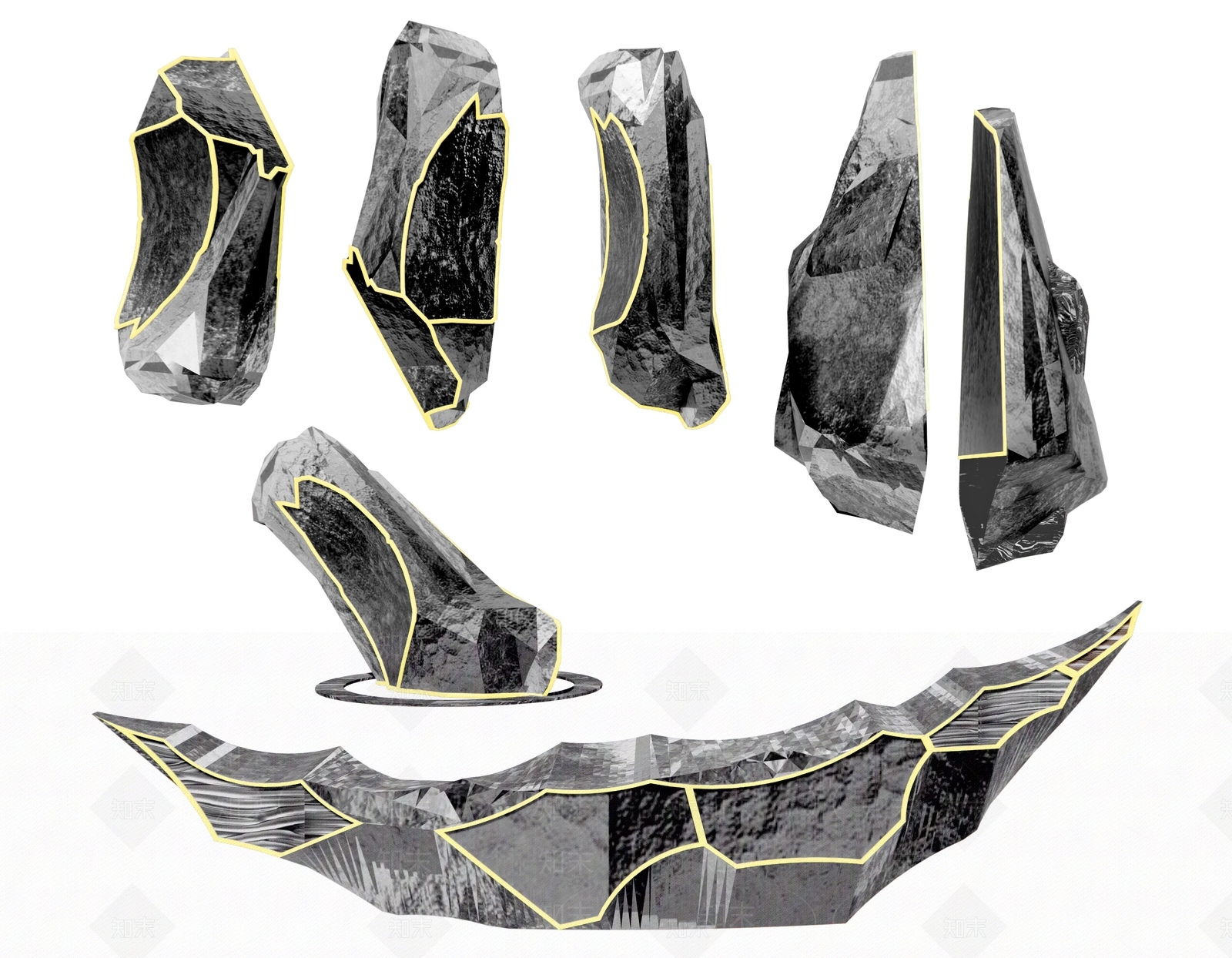 现代石头雕塑3D模型下载【ID:1194720330】