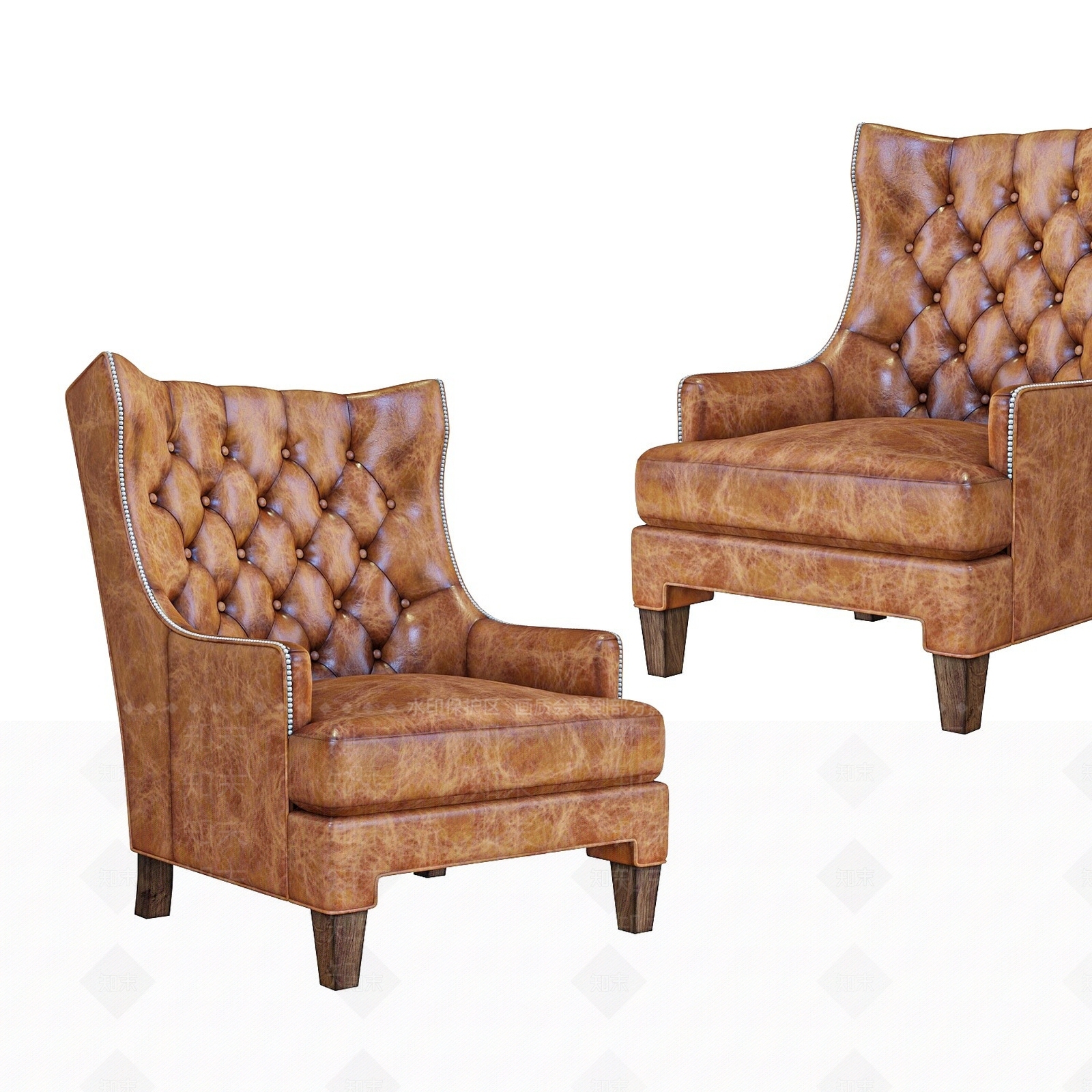 欧式古典欧式皮革棕黄单人沙发椅3D模型下载【ID:1194720297】
