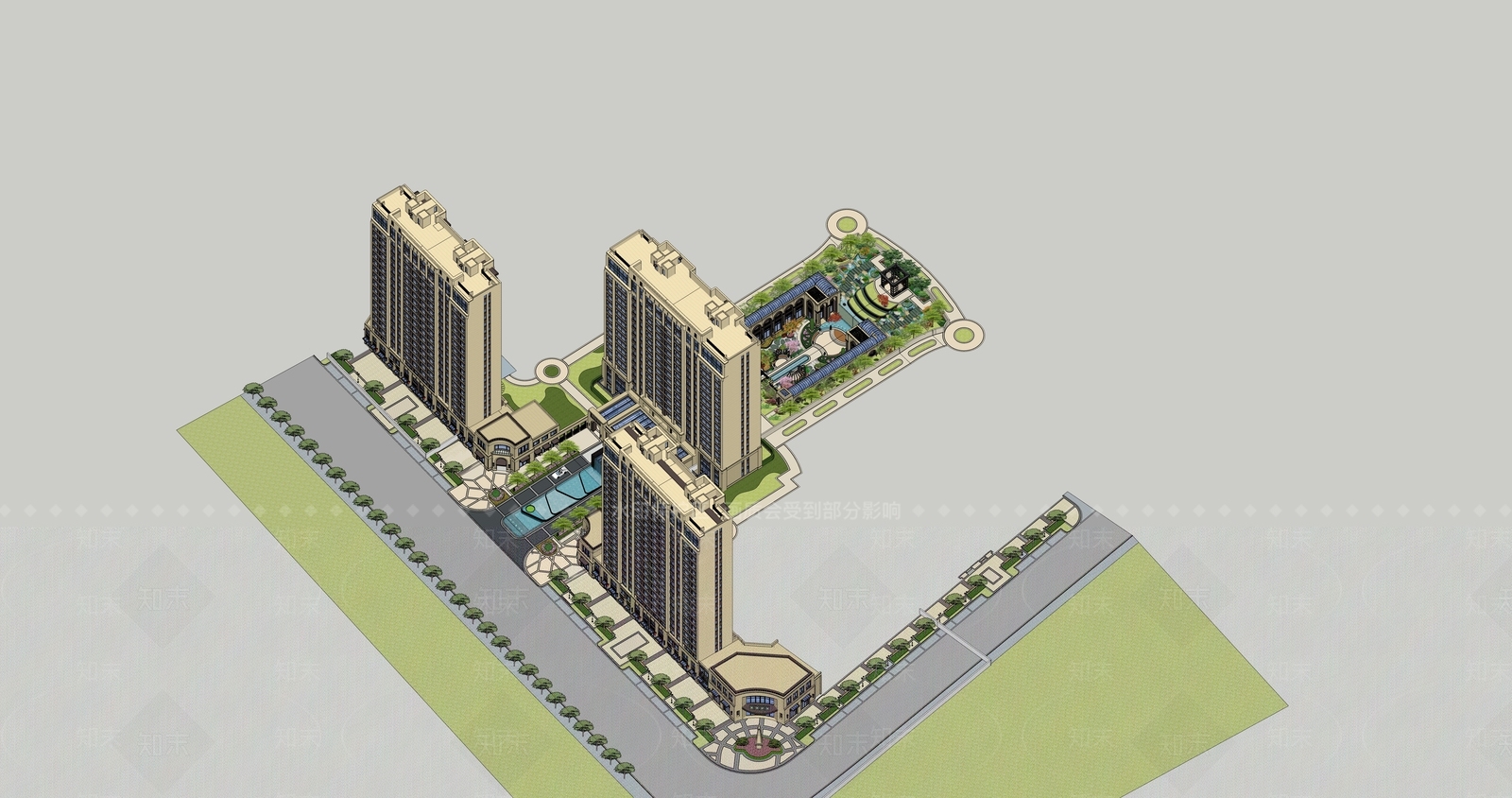 现代小区建筑SU模型下载【ID:1194723016】