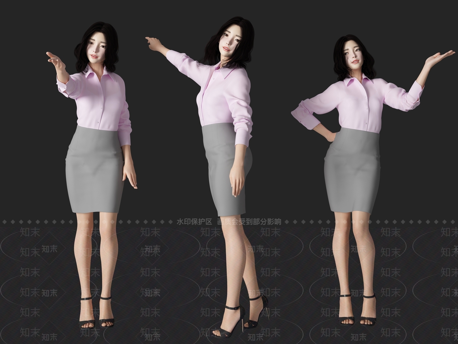 现代办公美女人物3D模型下载【ID:1194723688】