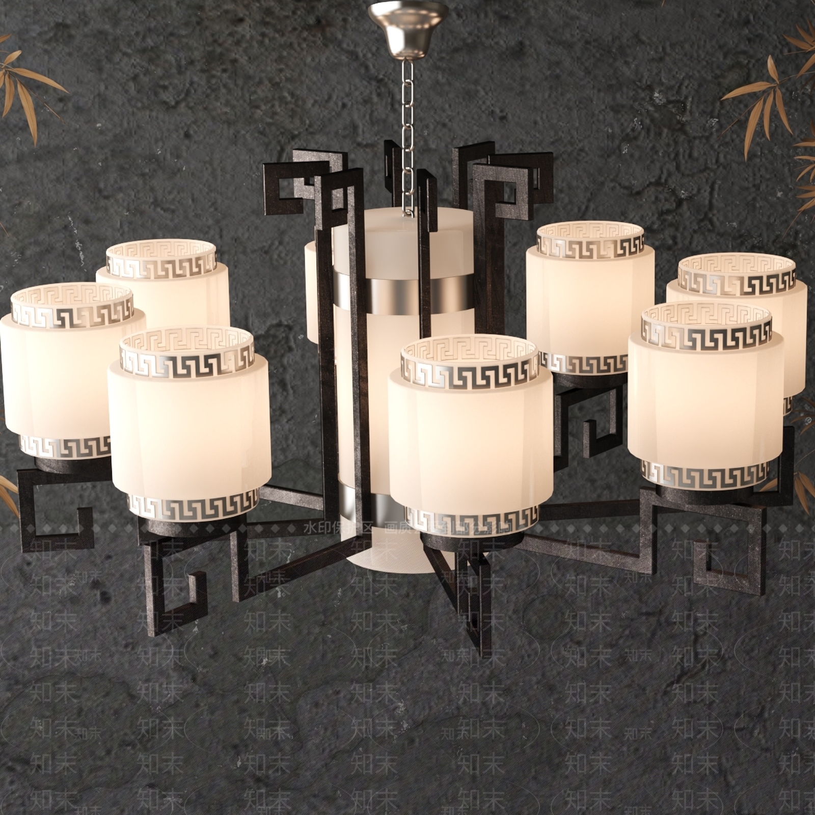 新中式中式客厅吊灯3D模型下载【ID:1194724186】