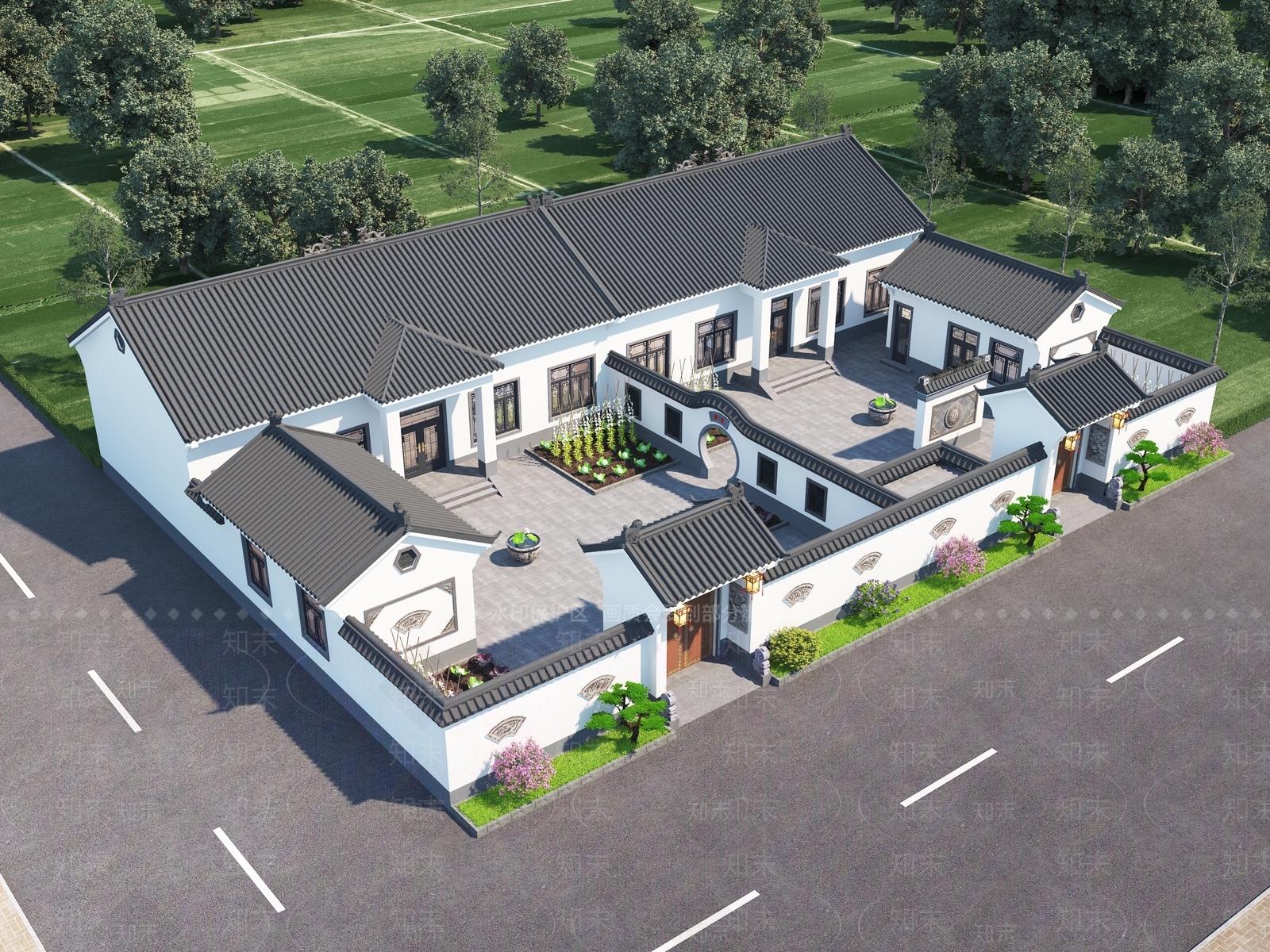 新中式中式四合院3D模型下载【ID:1194724681】