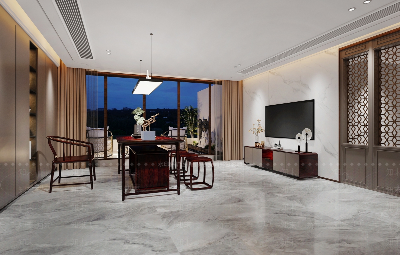 新中式书房3D模型下载【ID:1194725790】