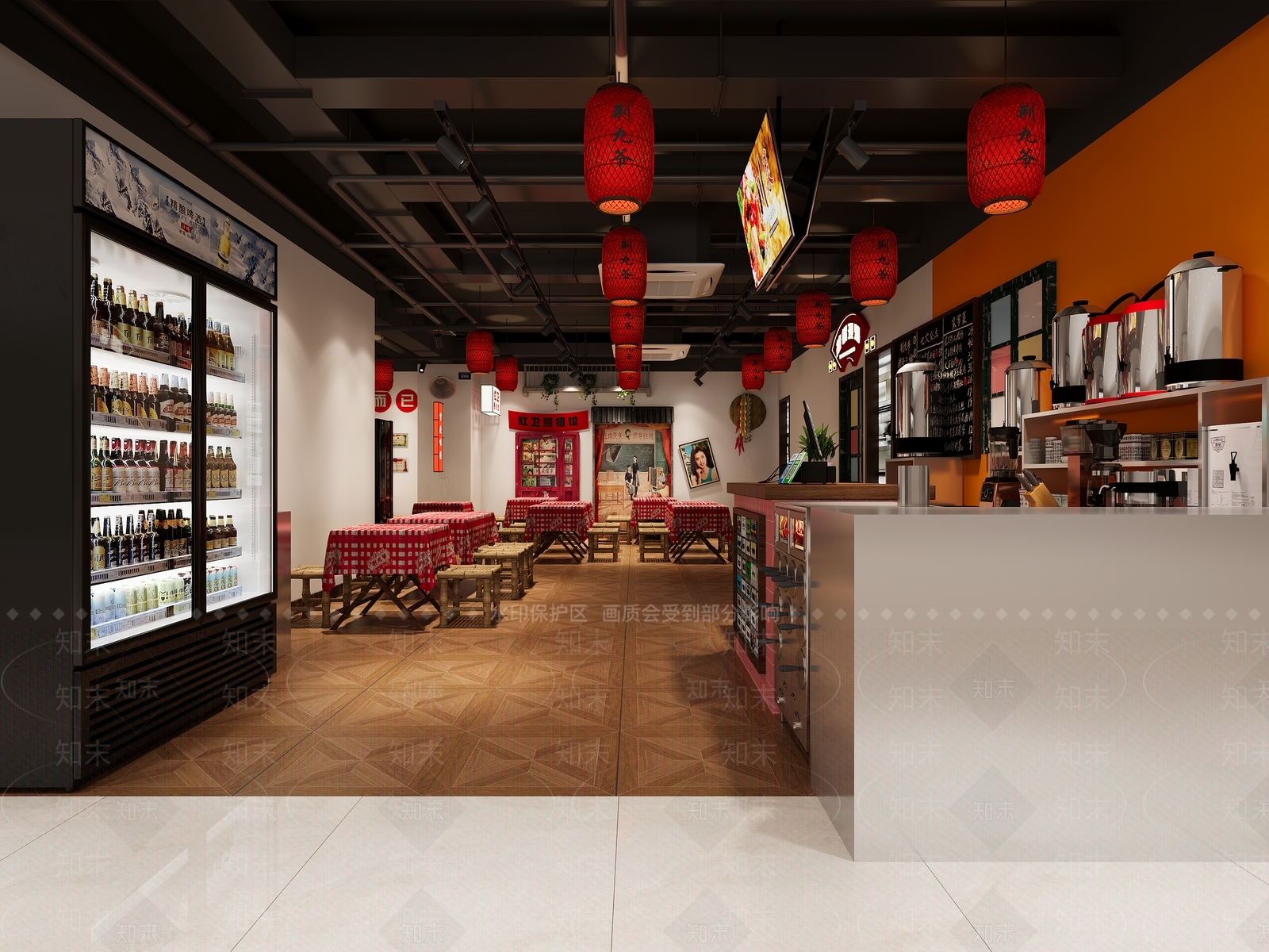 复古简约其他餐饮空间3D模型下载【ID:1194726395】