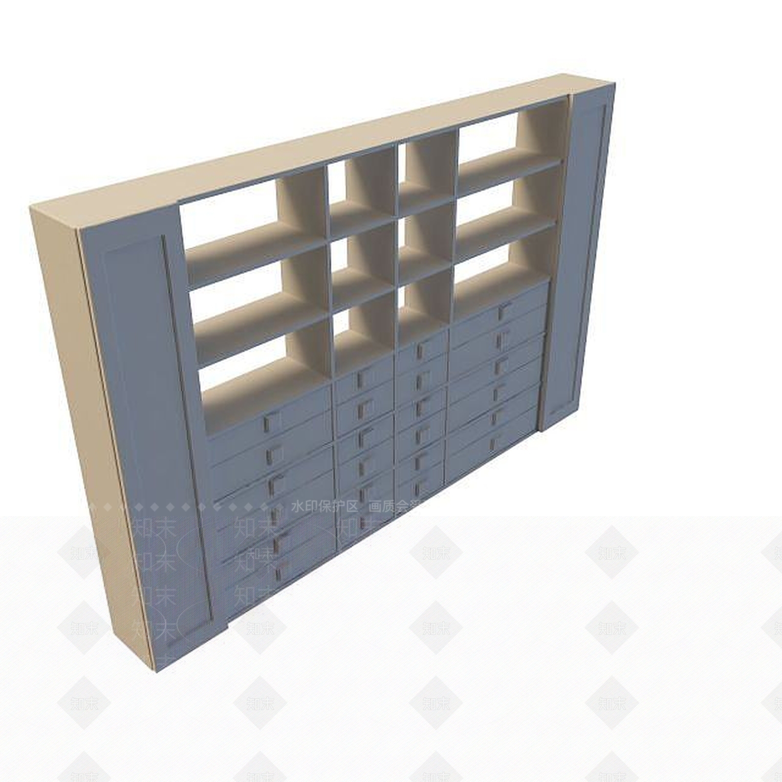 现代书柜3D模型下载【ID:1194727436】