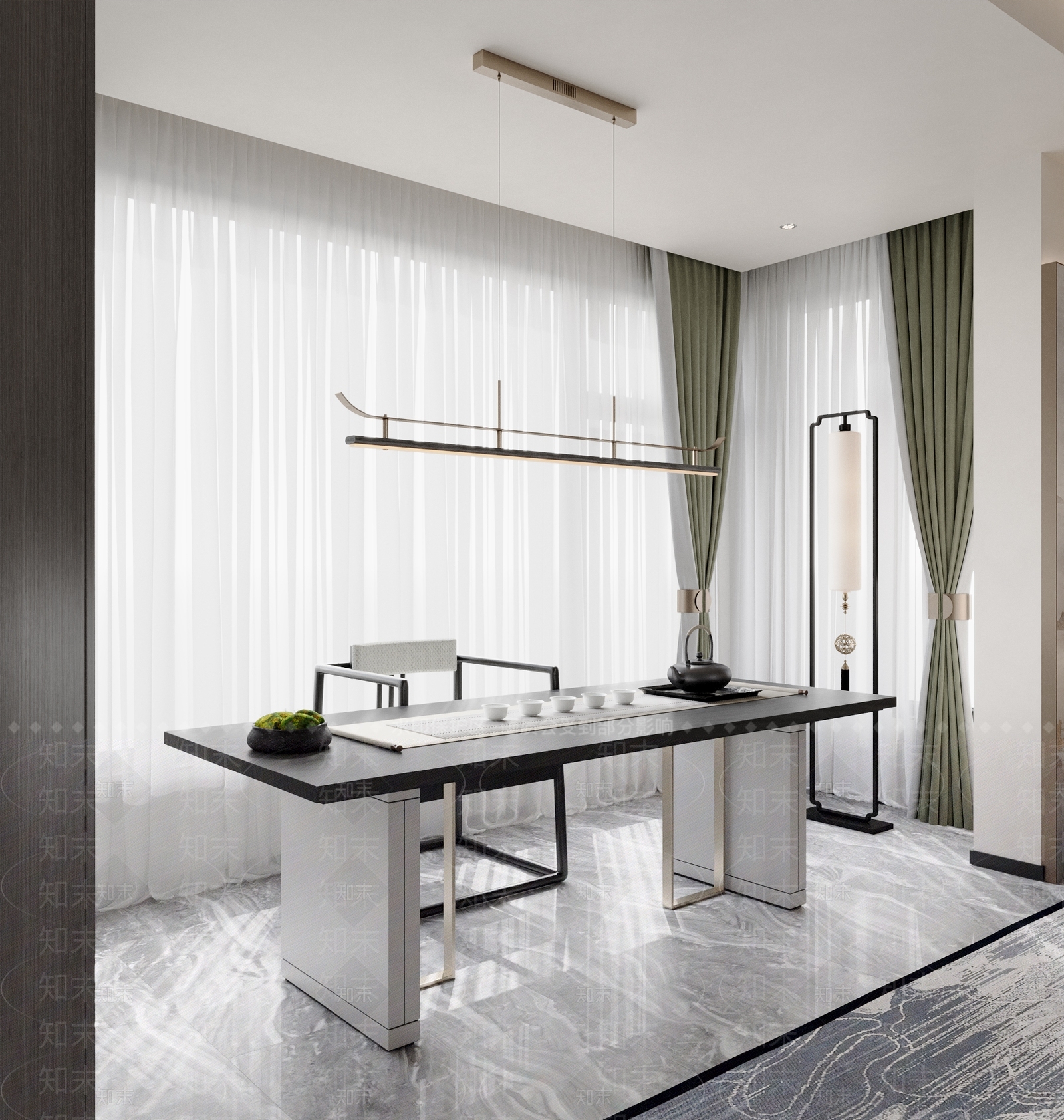 新中式原木茶桌椅3D模型下载【ID:1194727860】