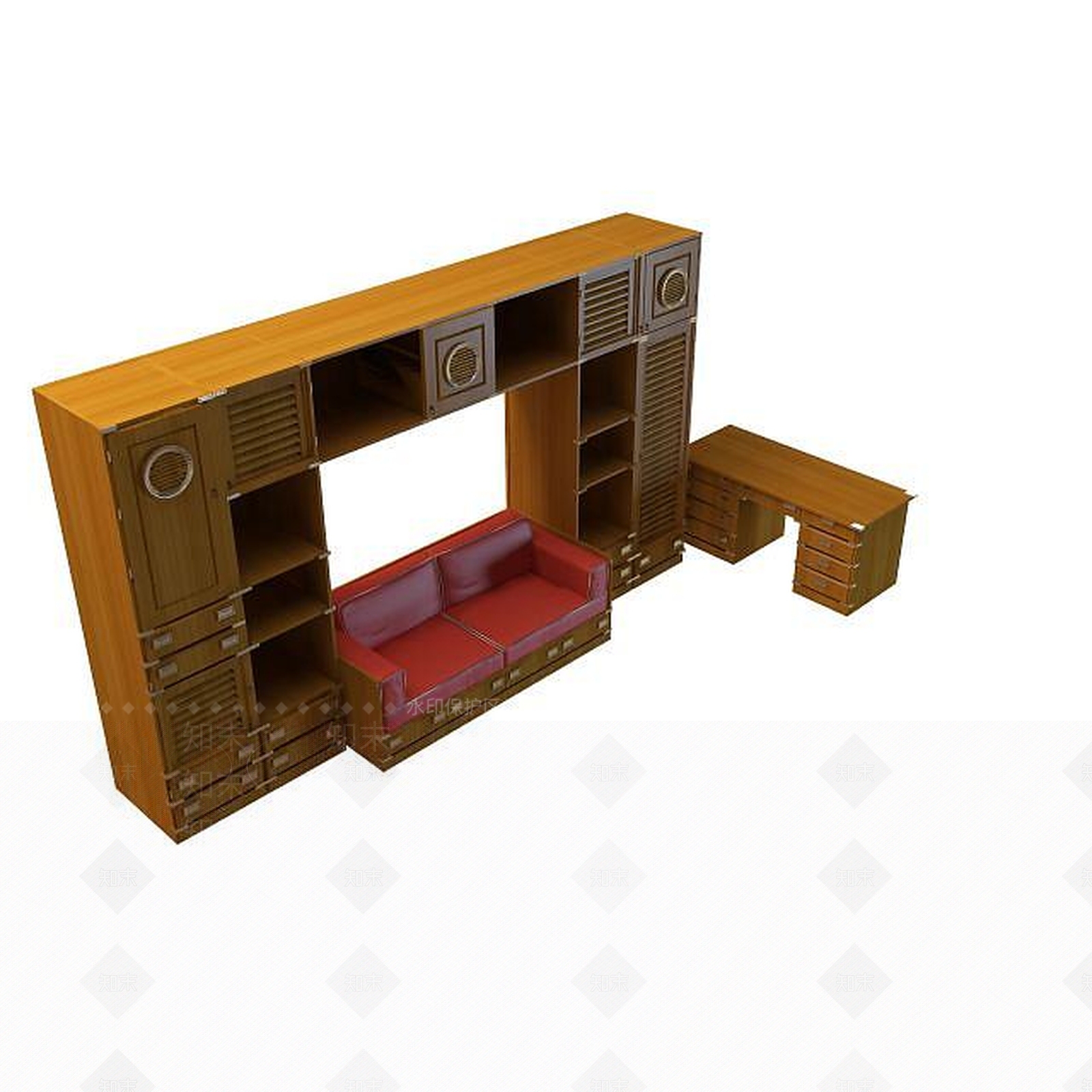 中式客厅柜组合3D模型下载【ID:1194728782】