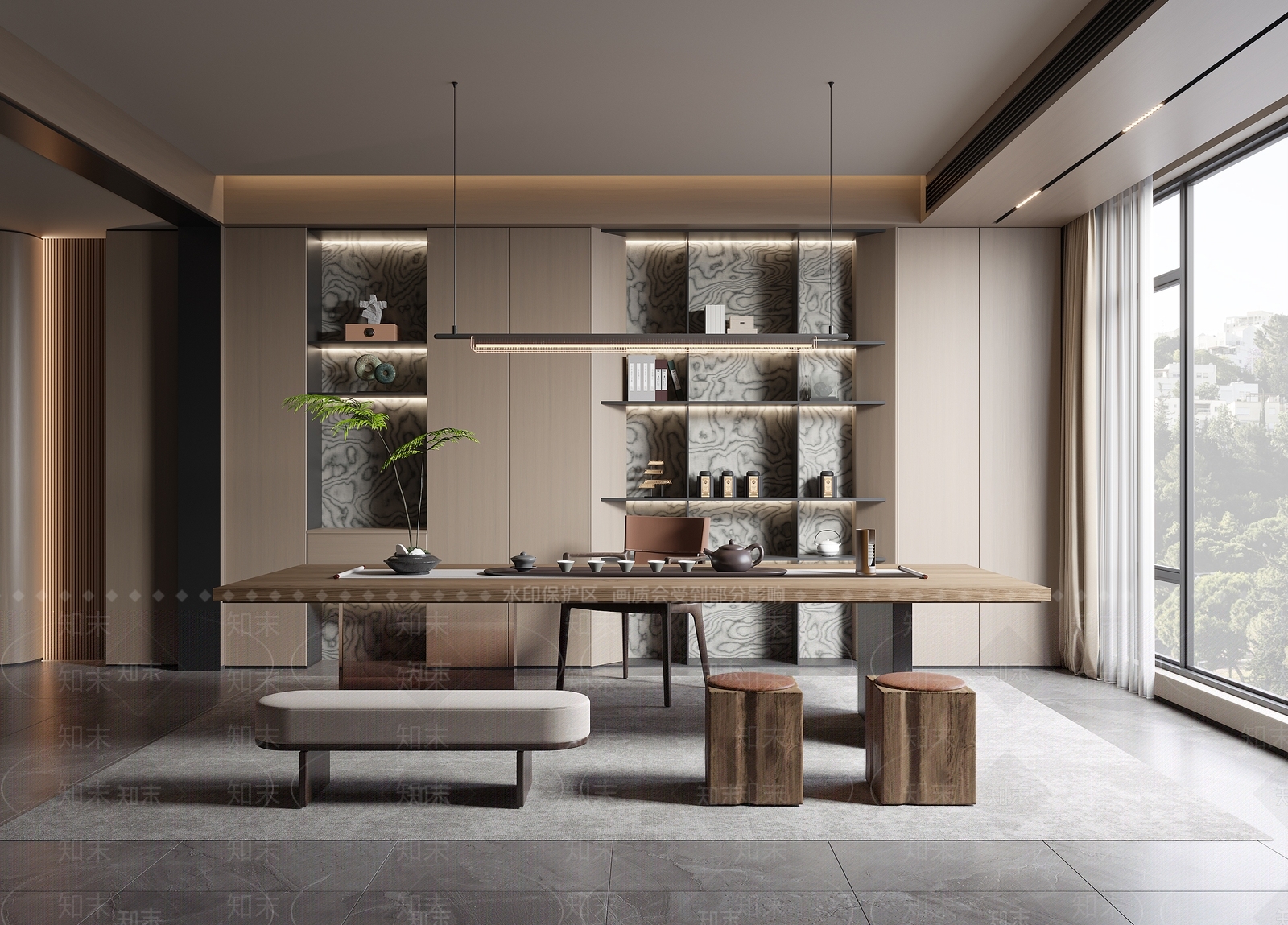 现代茶室SU模型下载【ID:1194729477】