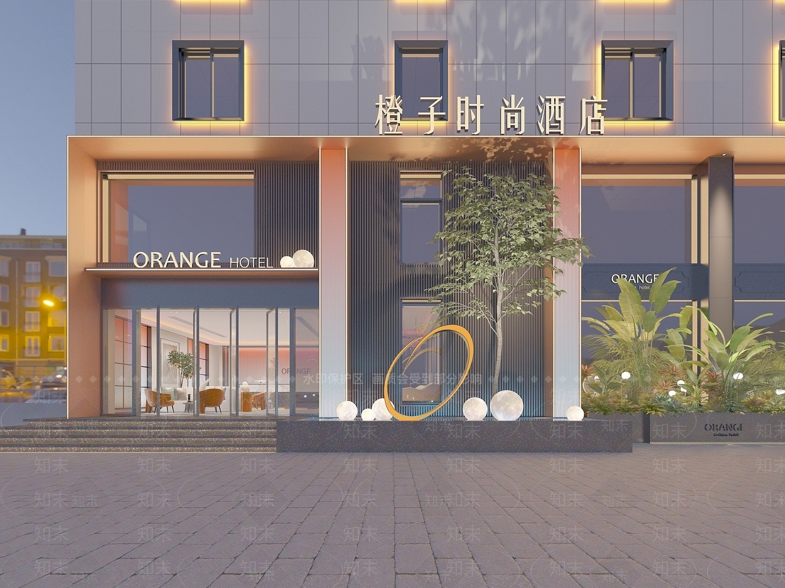 现代酒店门头3D模型下载【ID:1194729593】