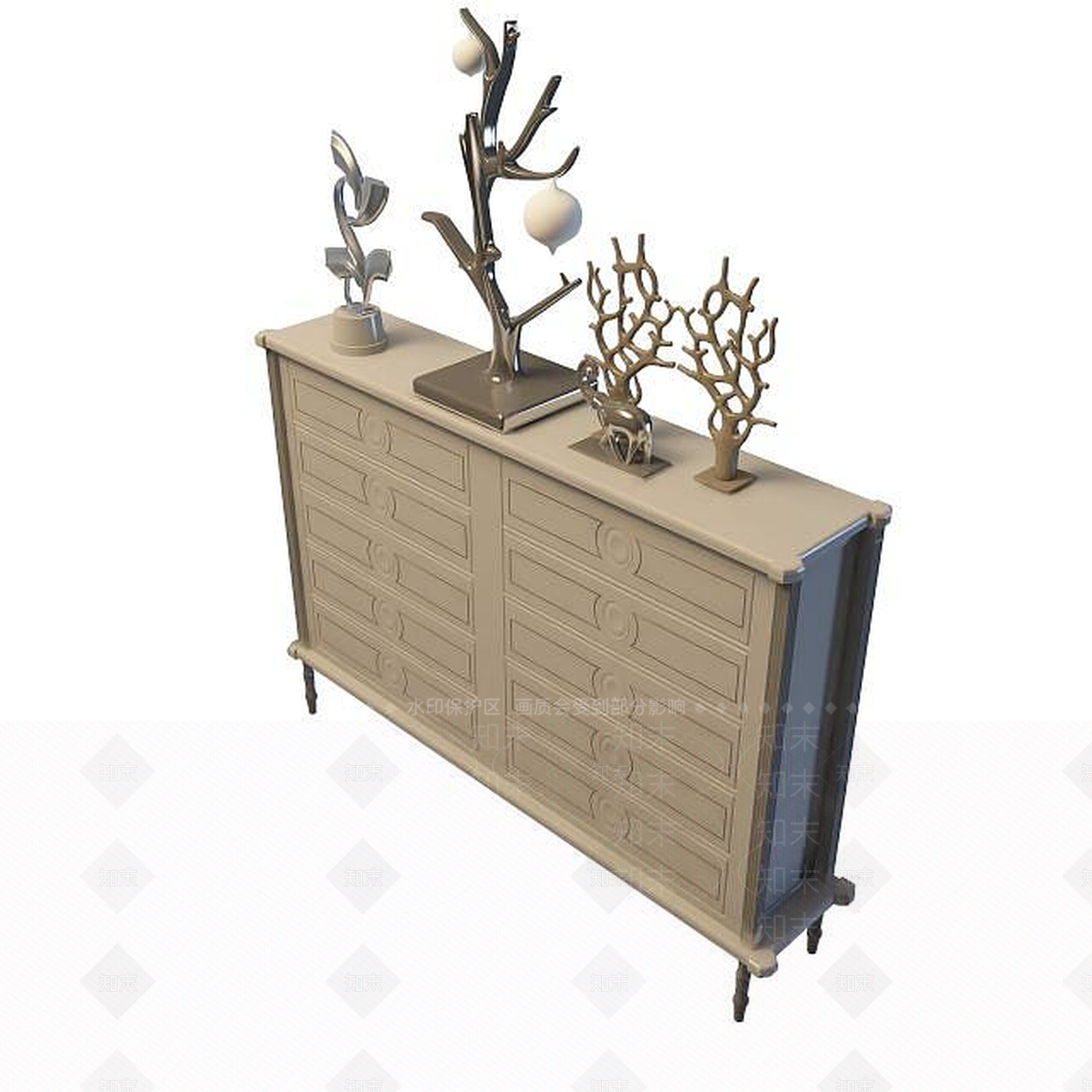 欧式古典欧式边柜3D模型下载【ID:1194729613】