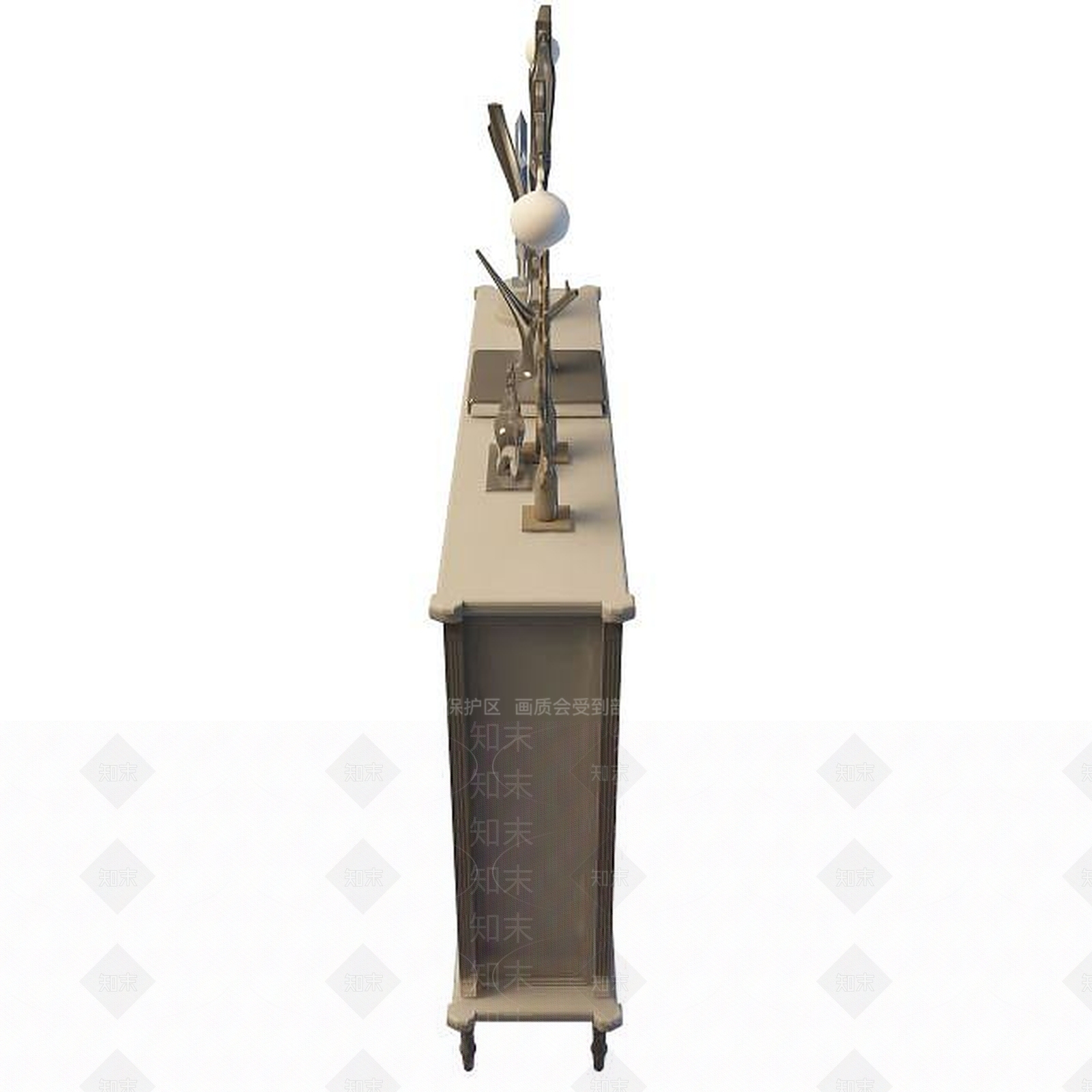 欧式古典欧式边柜3D模型下载【ID:1194729613】
