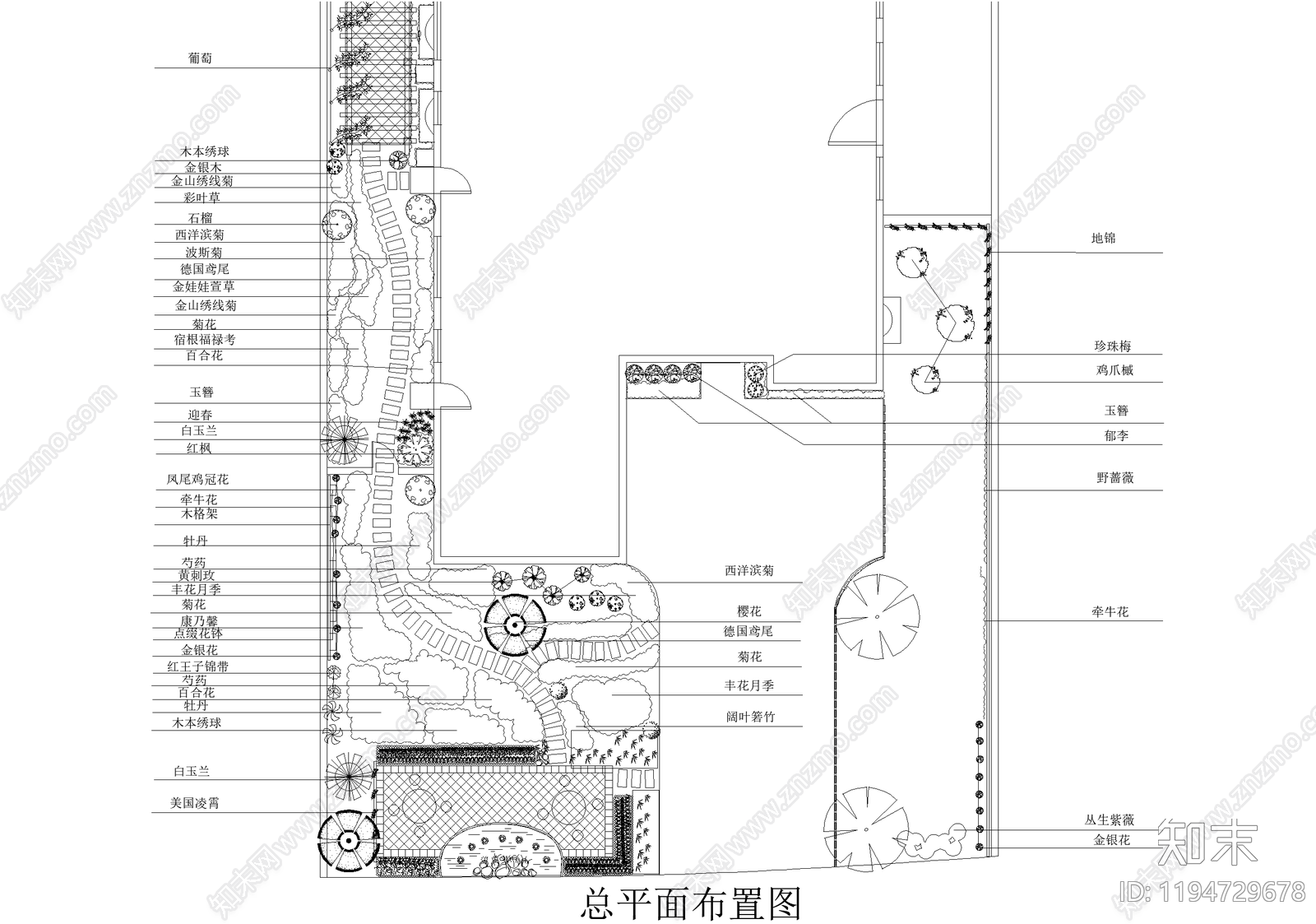 庭院cad施工图下载【ID:1194729678】