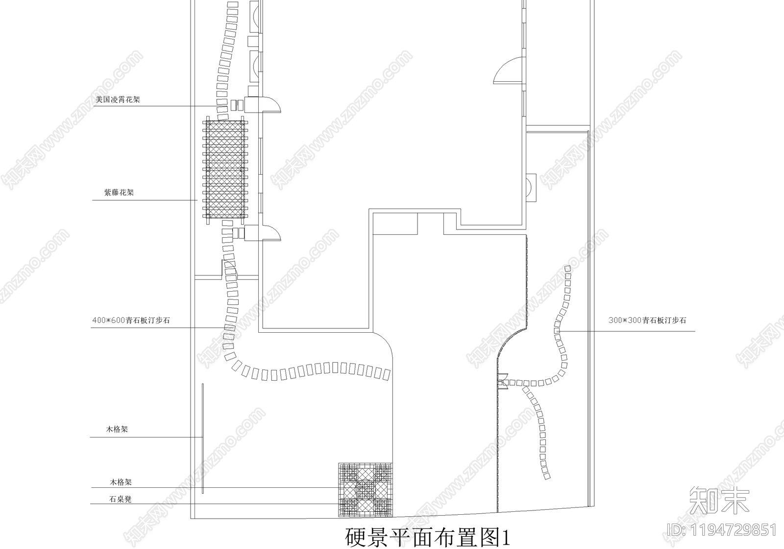庭院cad施工图下载【ID:1194729851】