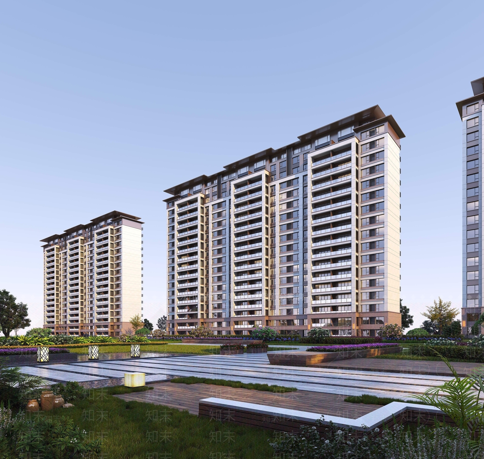 新中式风格小高层住宅3D模型下载【ID:1194730033】