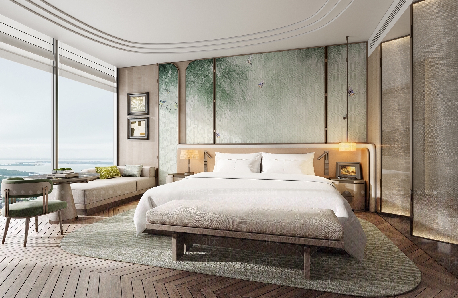 现代轻奢酒店客房3D模型下载【ID:1194730389】