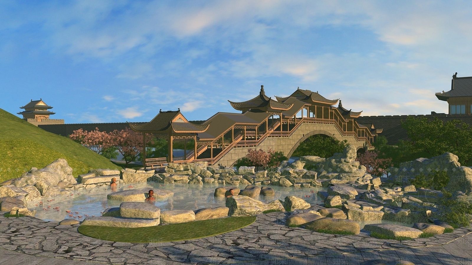 现代古建长廊3D模型下载【ID:1194730485】