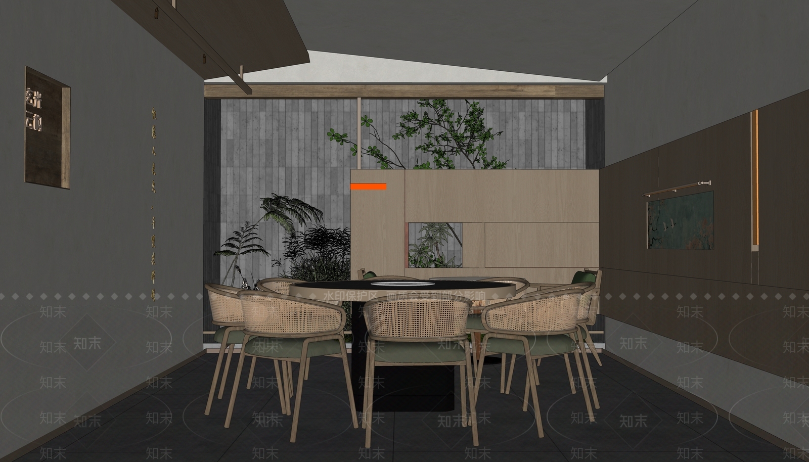 现代新中式包厢SU模型下载【ID:1194730844】