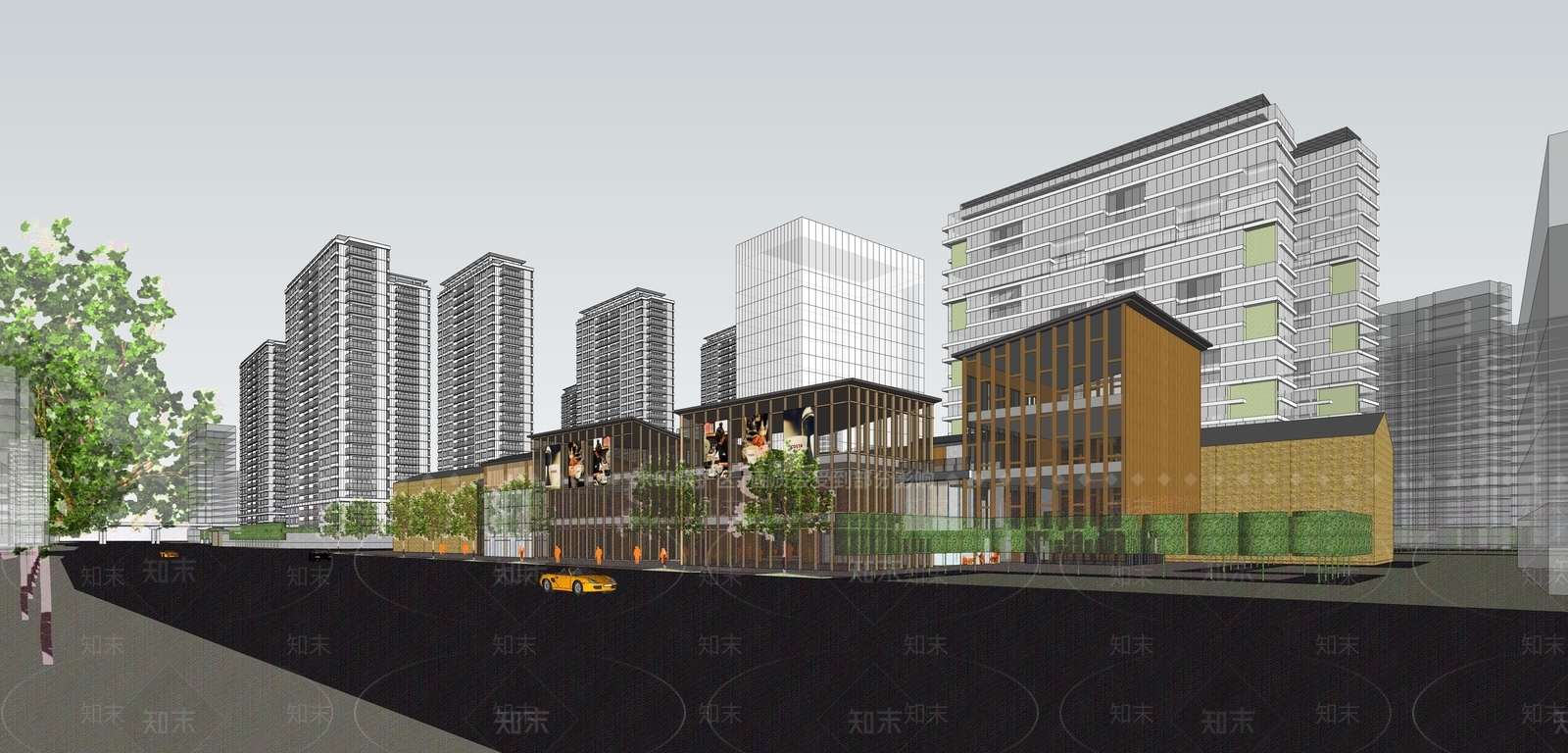 现代新中式鸟瞰规划SU模型下载【ID:1194737490】