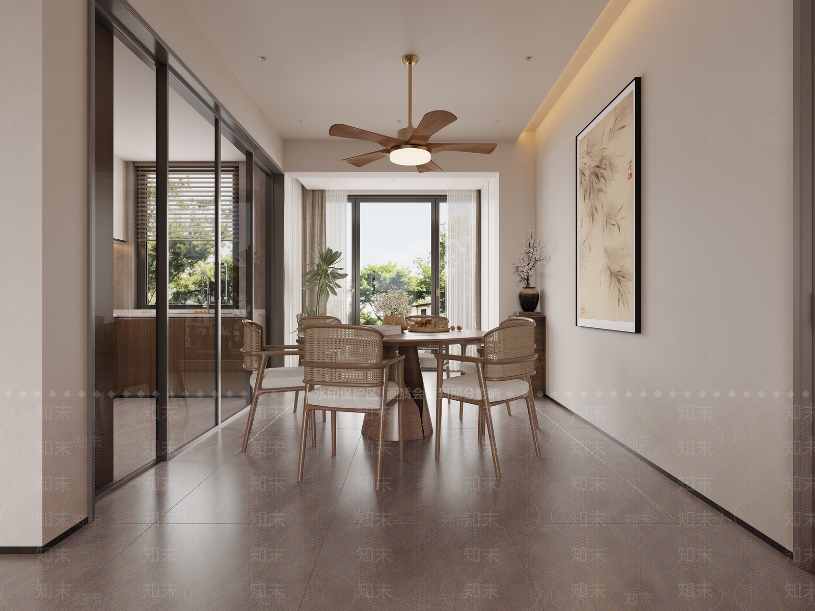 新中式家居餐厅3D模型下载【ID:1215135306】