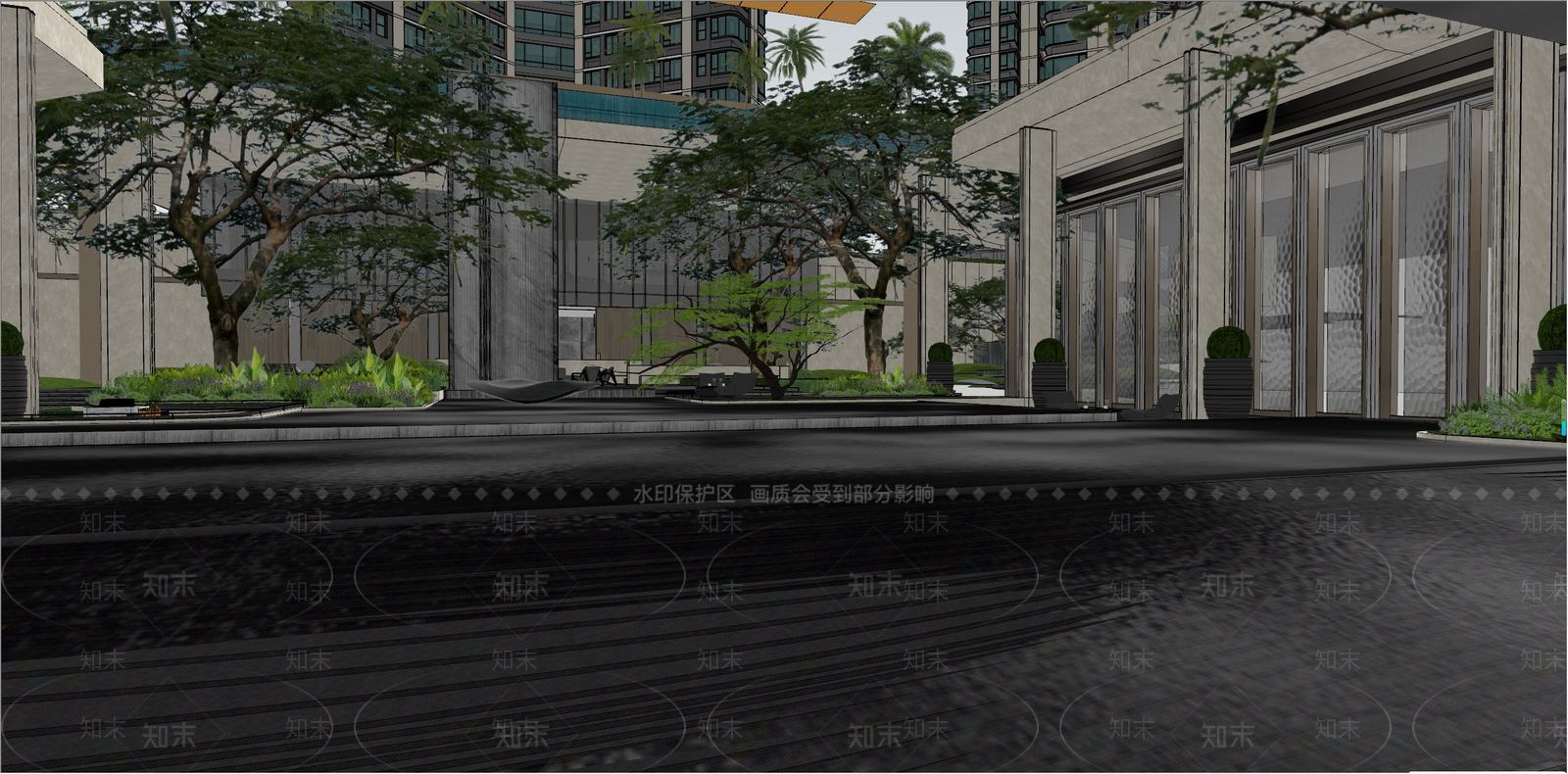 现代商业景观SU模型下载【ID:1194747878】