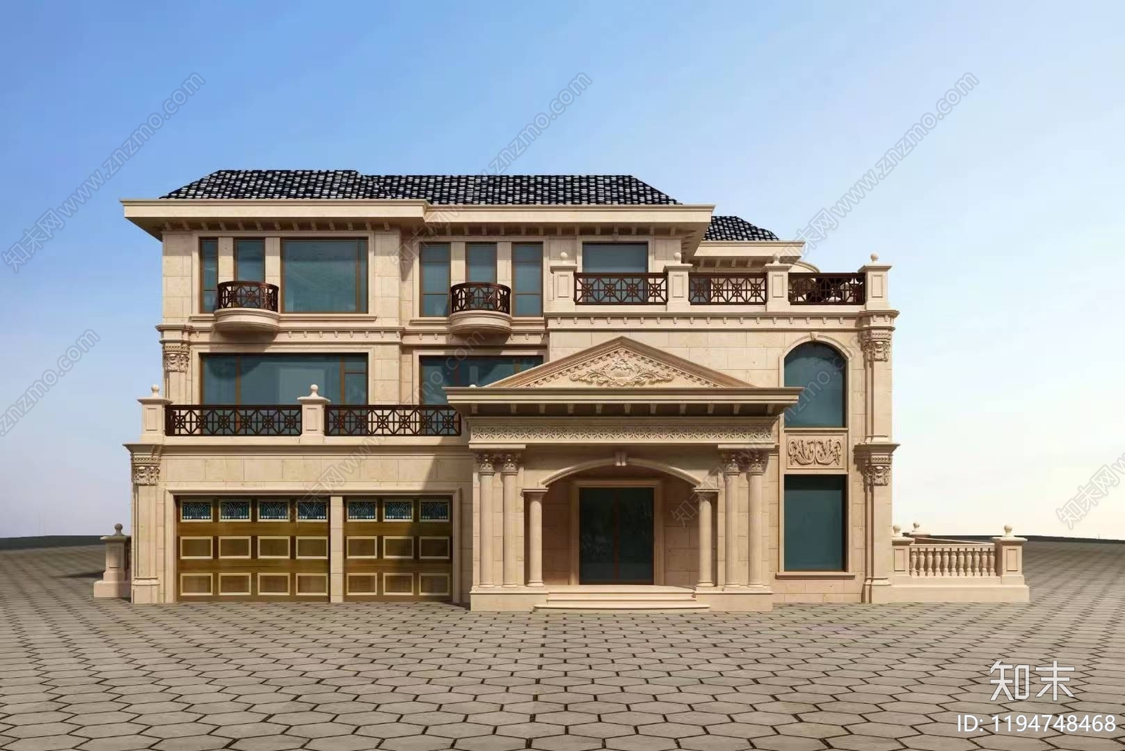 欧式别墅建筑施工图下载【ID:1194748468】
