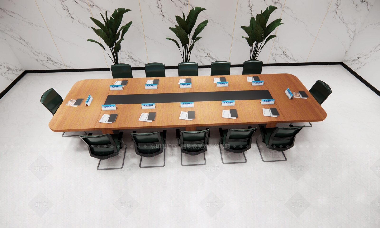 现代新中式会议桌SU模型下载【ID:1194750368】