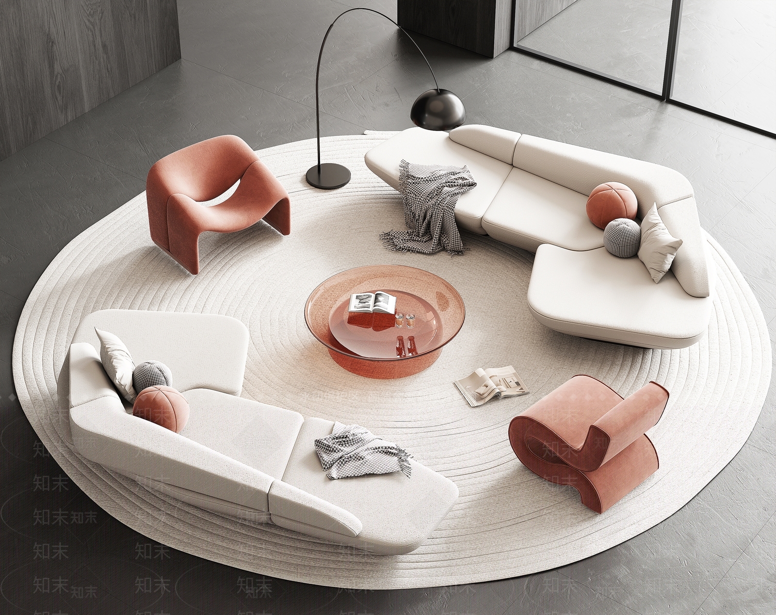 现代沙发组合SU模型下载【ID:1194758308】