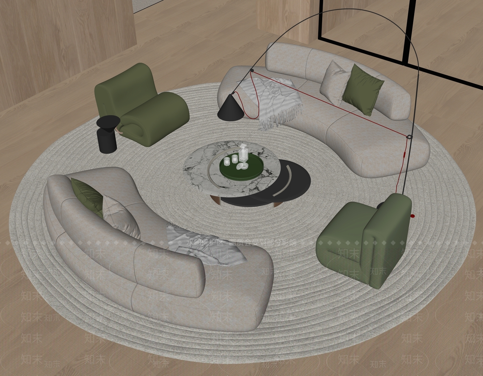 现代沙发组合SU模型下载【ID:1194758806】