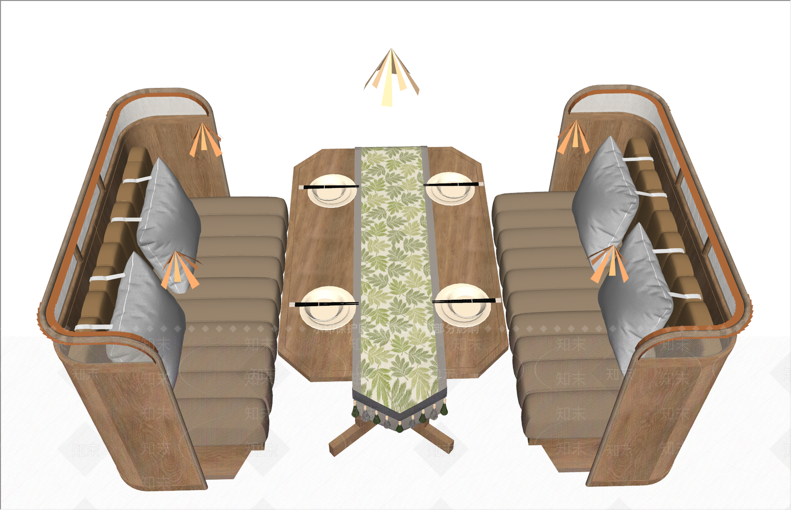 现代新中式卡座沙发SU模型下载【ID:1194761616】