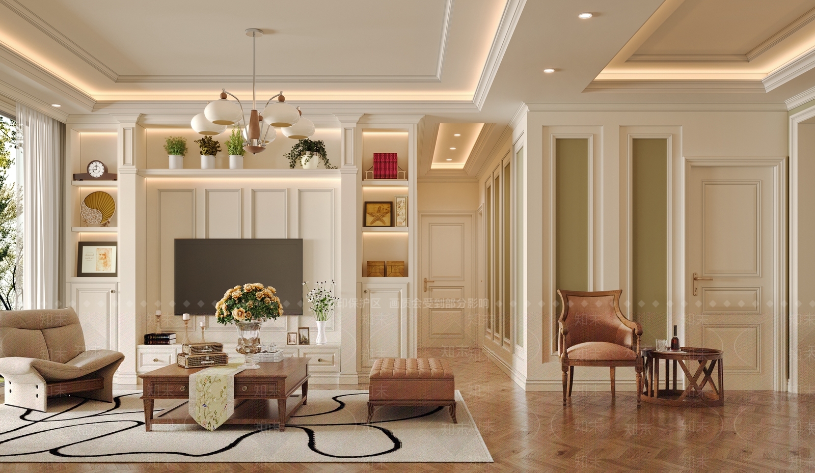 美式法式家居客厅3D模型下载【ID:1194761979】