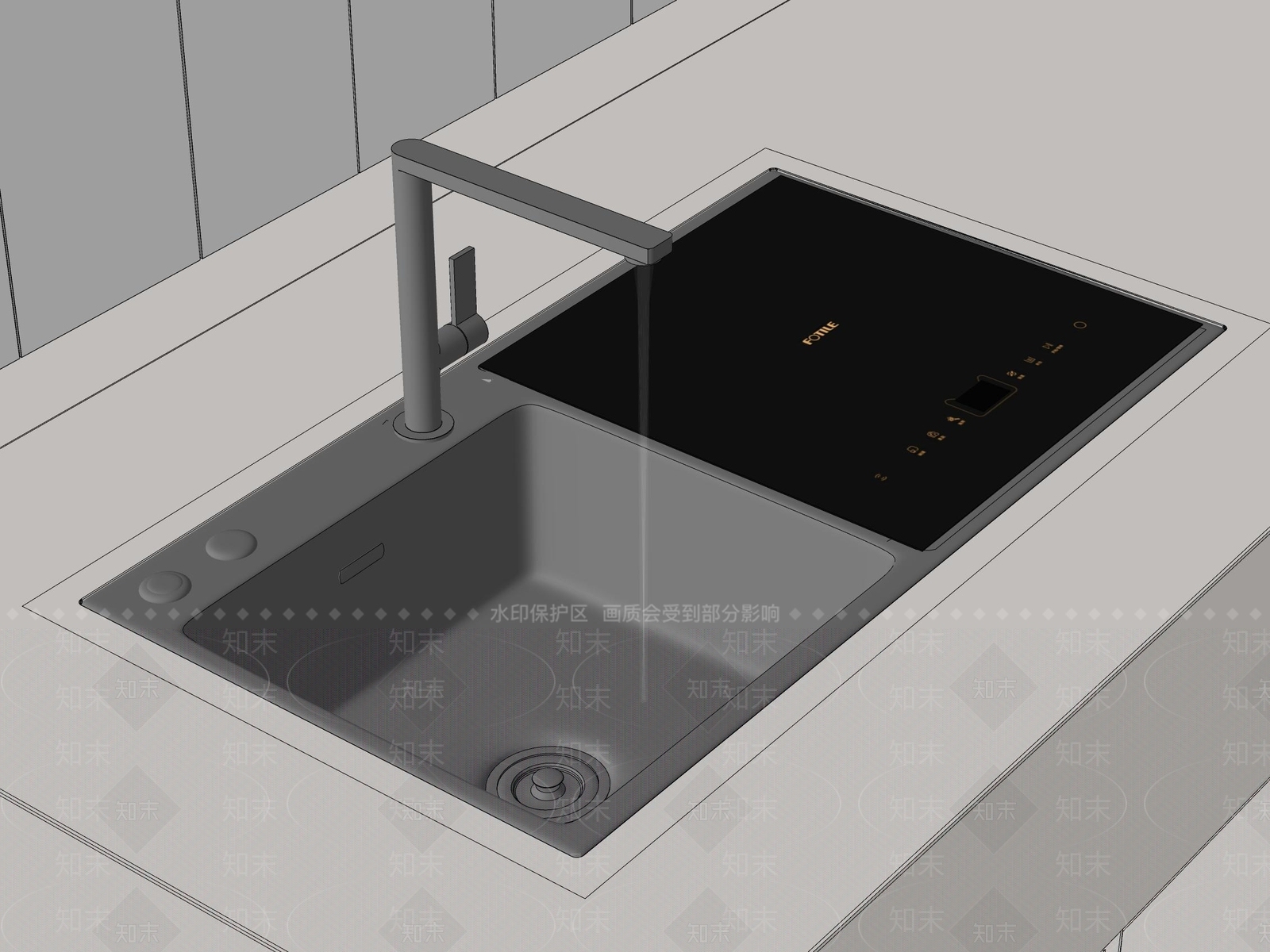 现代极简水槽SU模型下载【ID:1194762387】