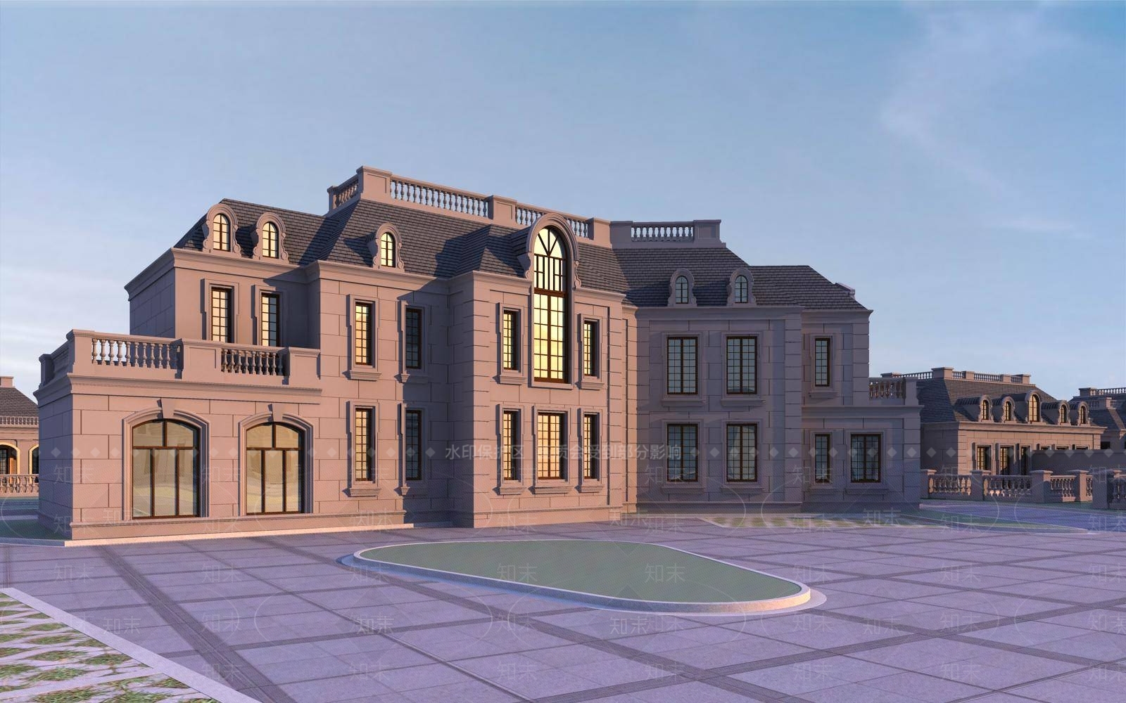 欧式别墅外观3D模型下载【ID:1194762655】