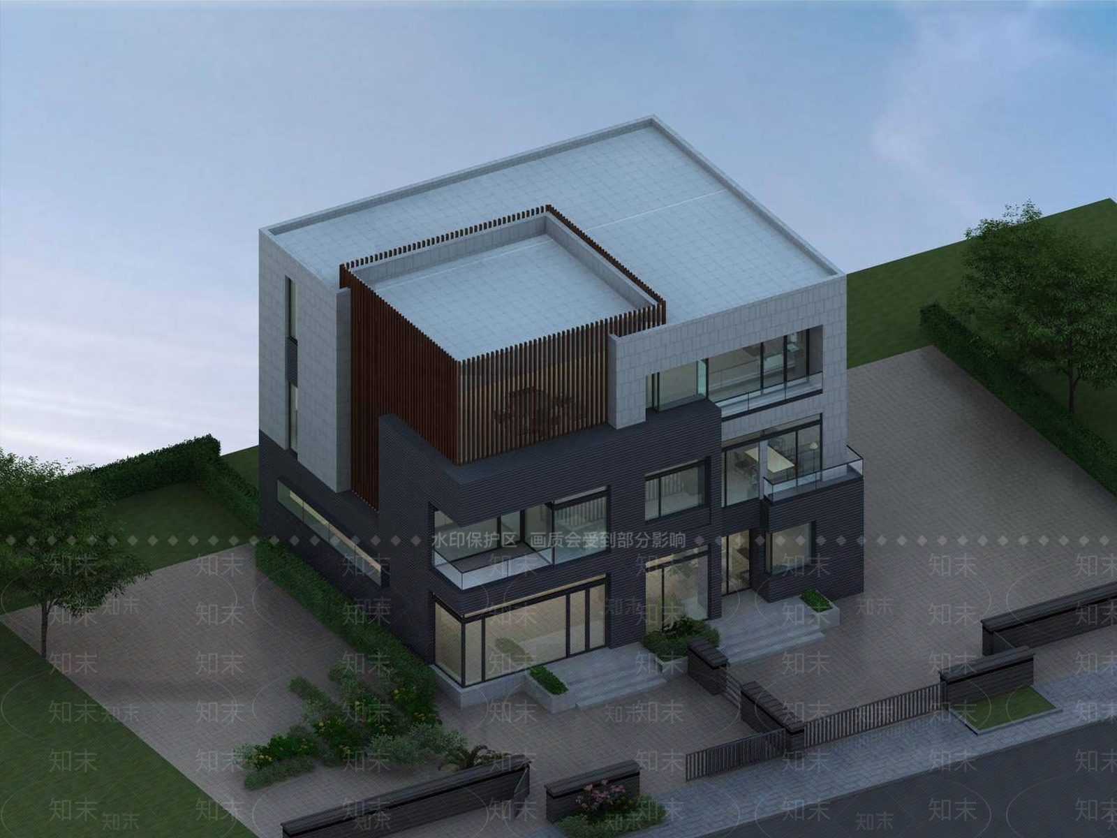 现代别墅外观3D模型下载【ID:1194762865】