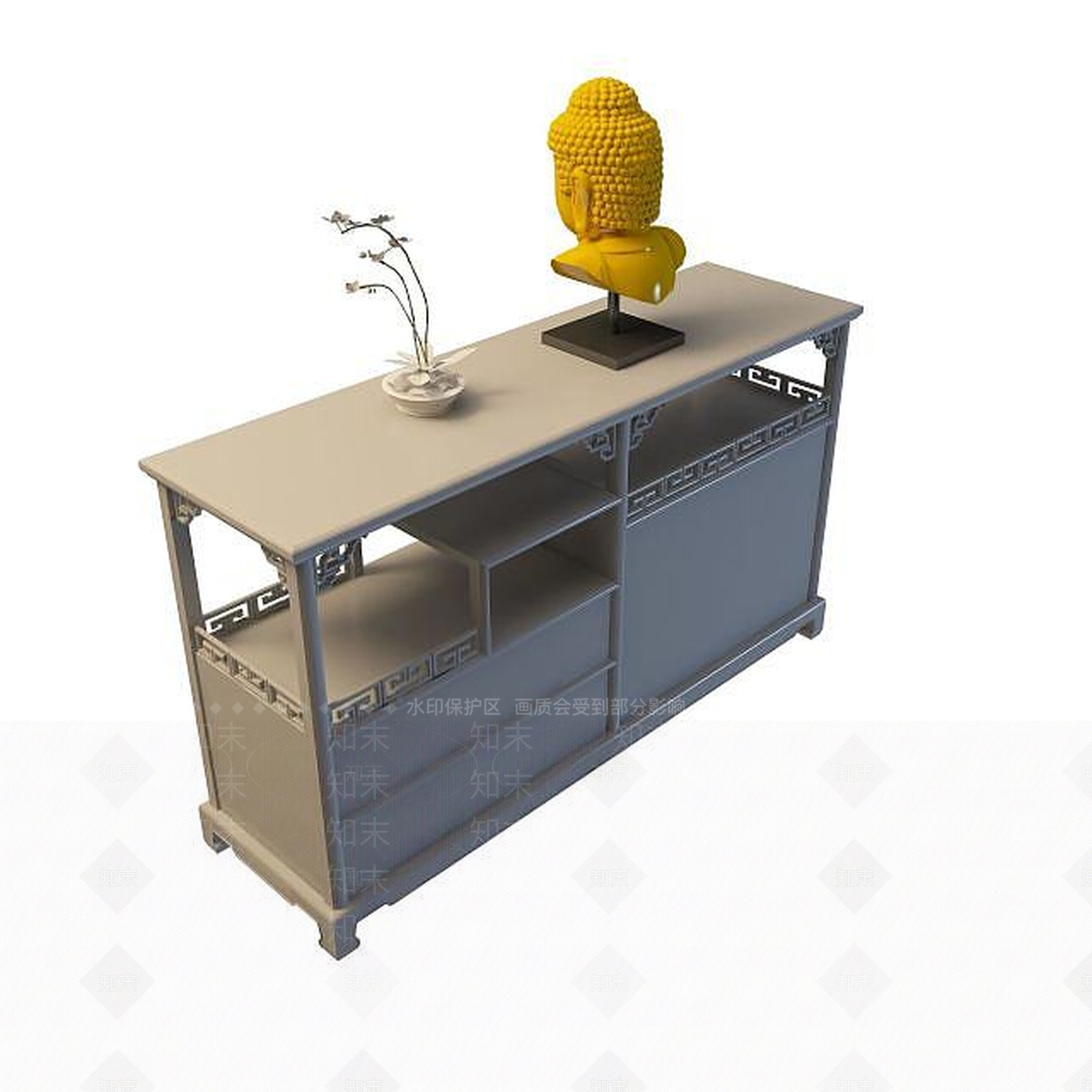 现代客厅陈设柜3D模型下载【ID:1194763082】