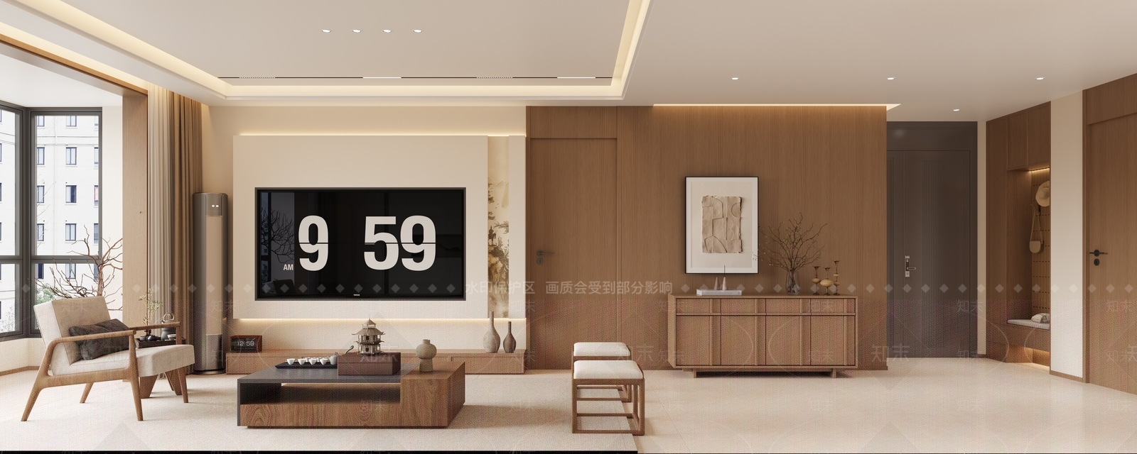 新中式客餐厅3D模型下载【ID:1215135568】