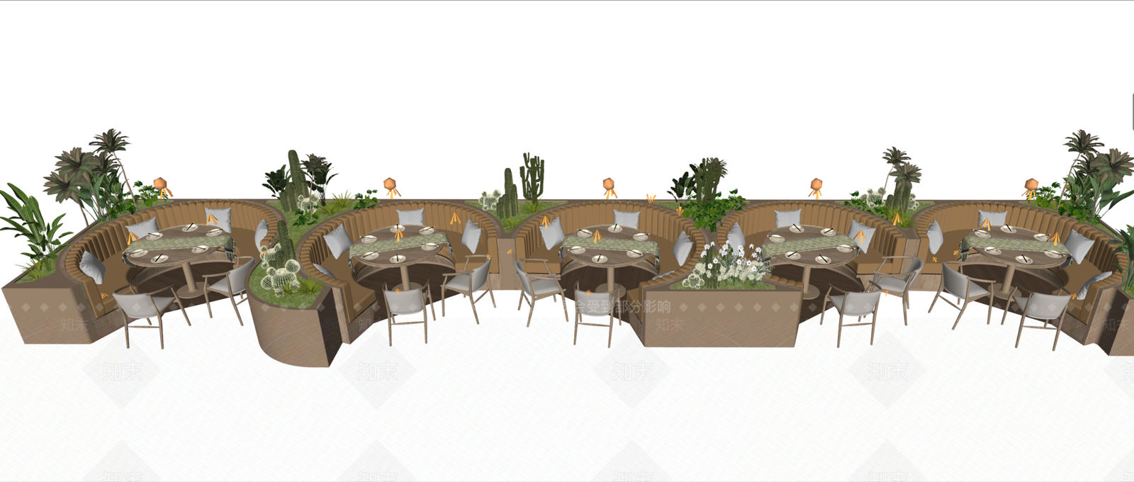 现代新中式卡座沙发SU模型下载【ID:1194765177】