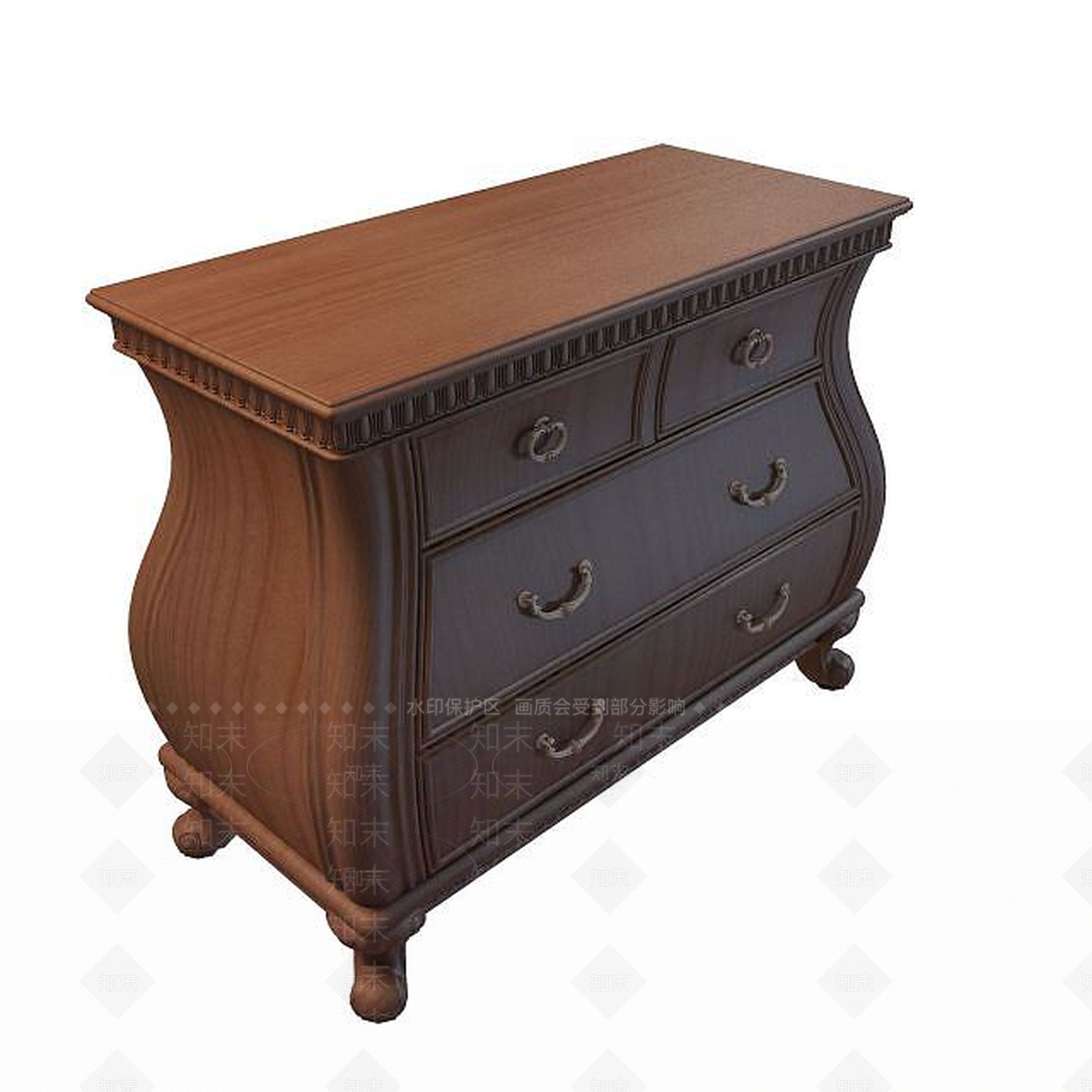 现代抽屉边柜3D模型下载【ID:1194764916】