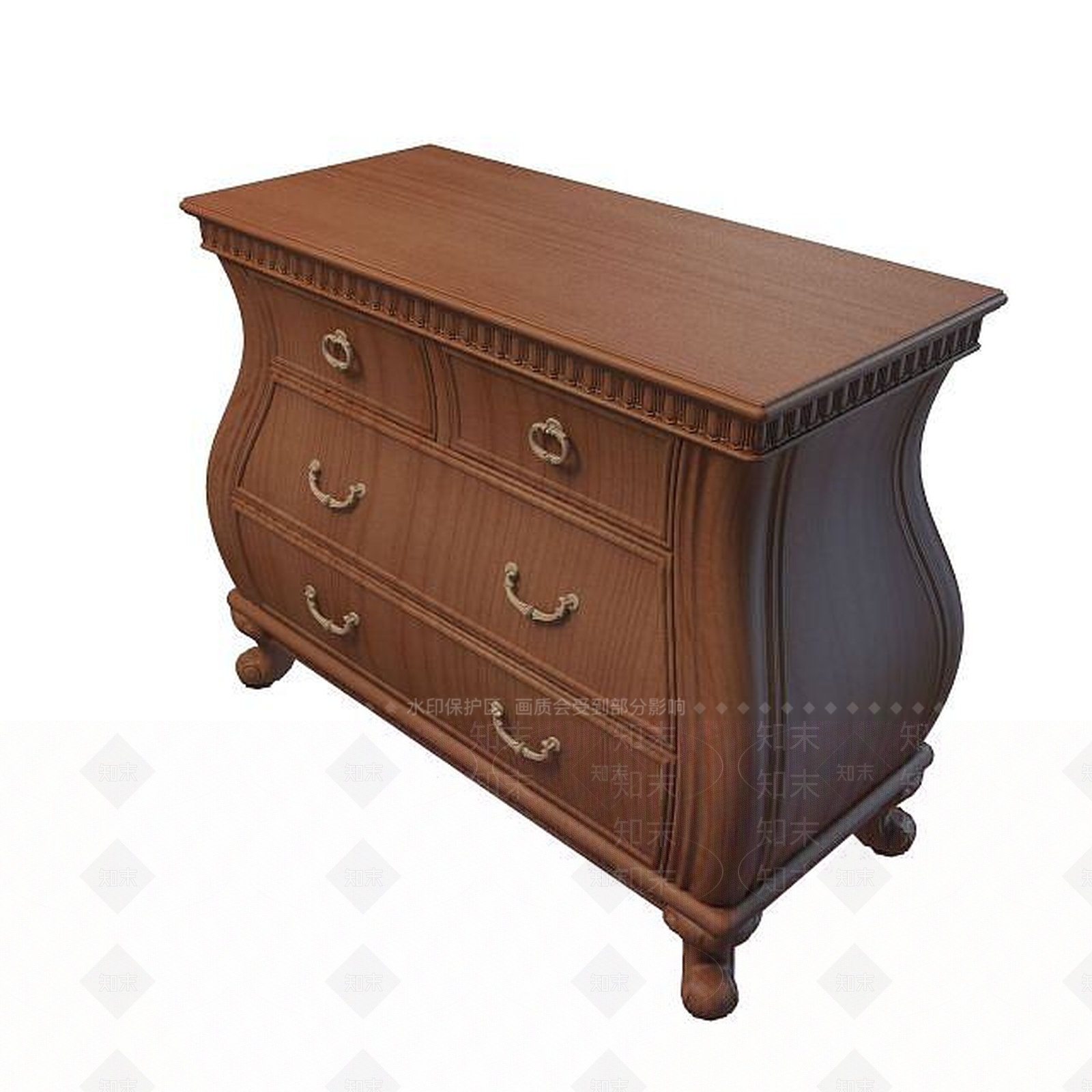 现代抽屉边柜3D模型下载【ID:1194764916】