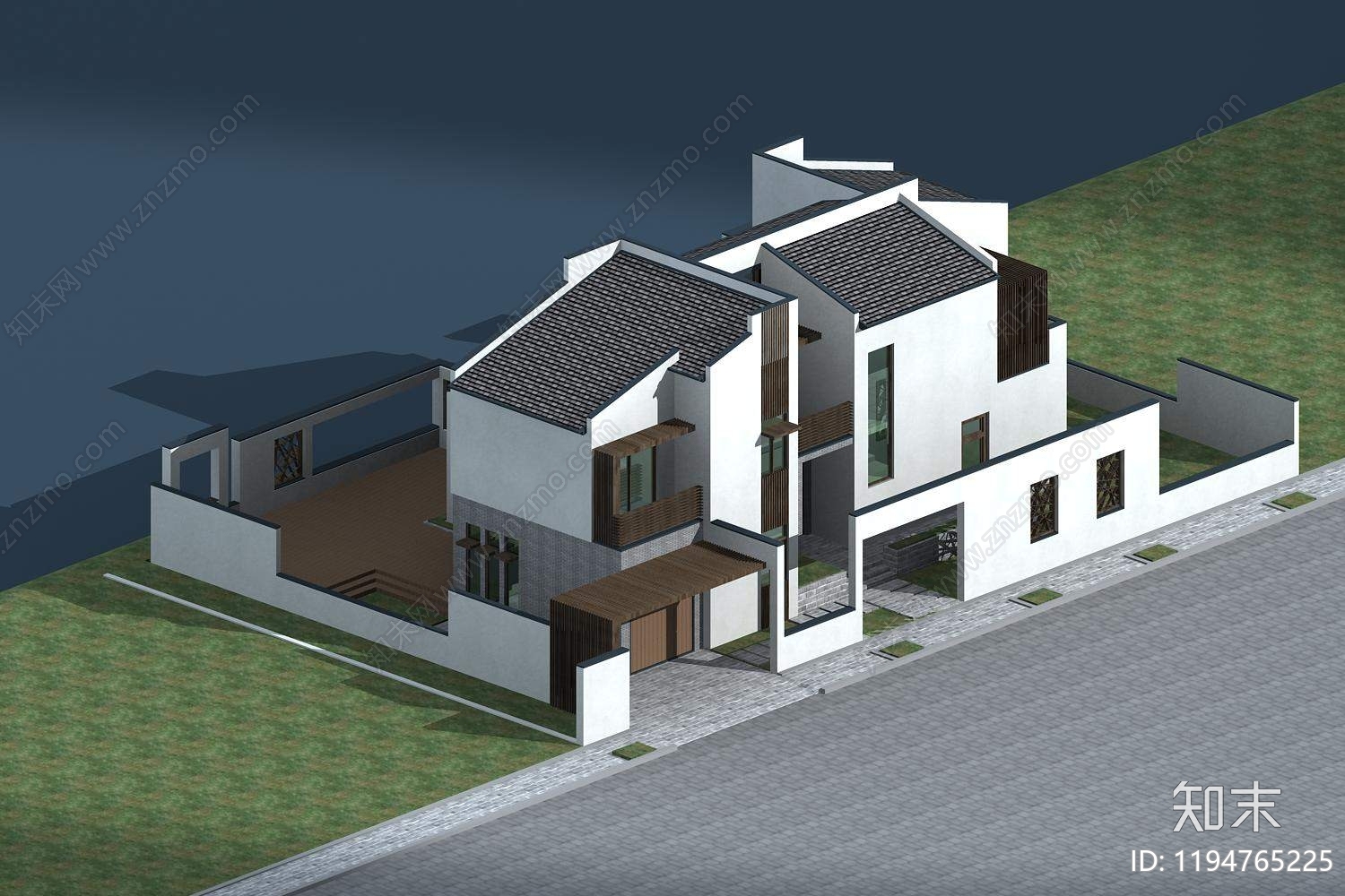 现代别墅外观3D模型下载【ID:1194765225】