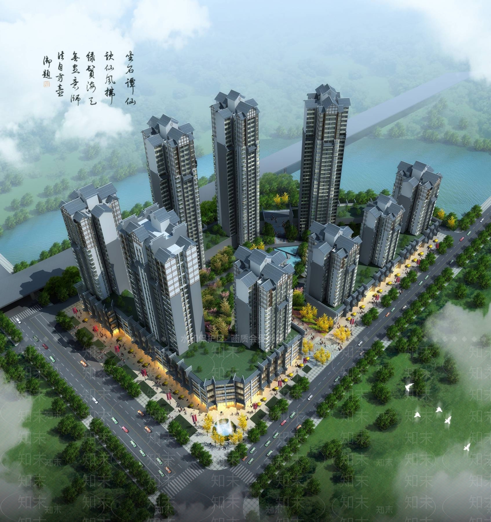 中式高层住宅3D模型下载【ID:1194765470】