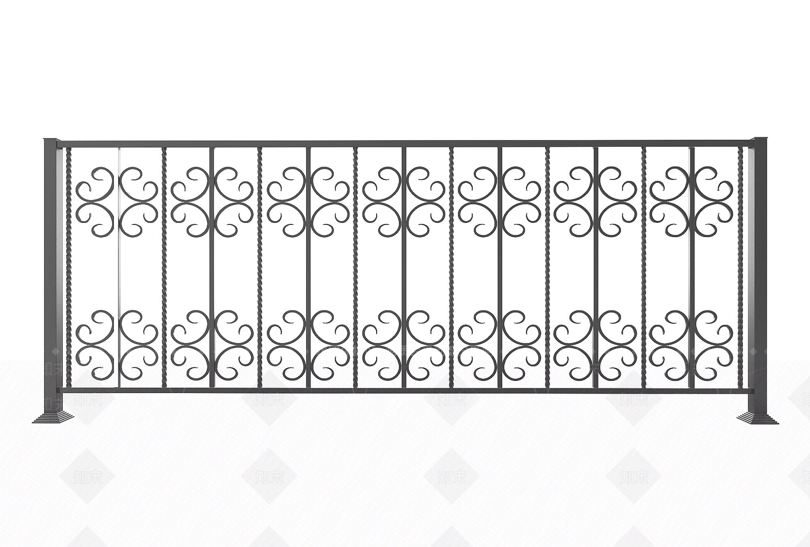 现代风格铁艺栏杆3D模型下载【ID:1194765658】