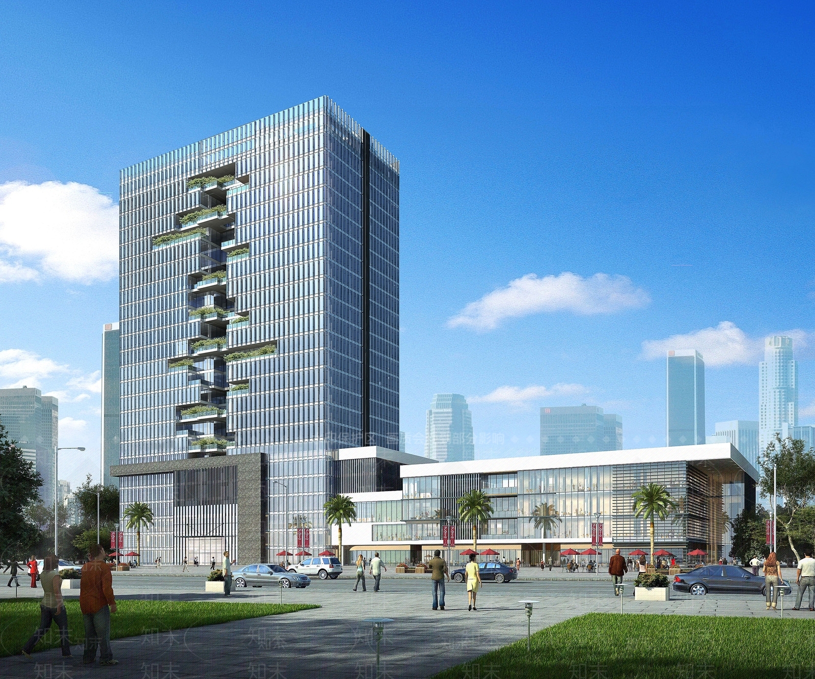 现代风格酒店办公楼3D模型下载【ID:1194766953】
