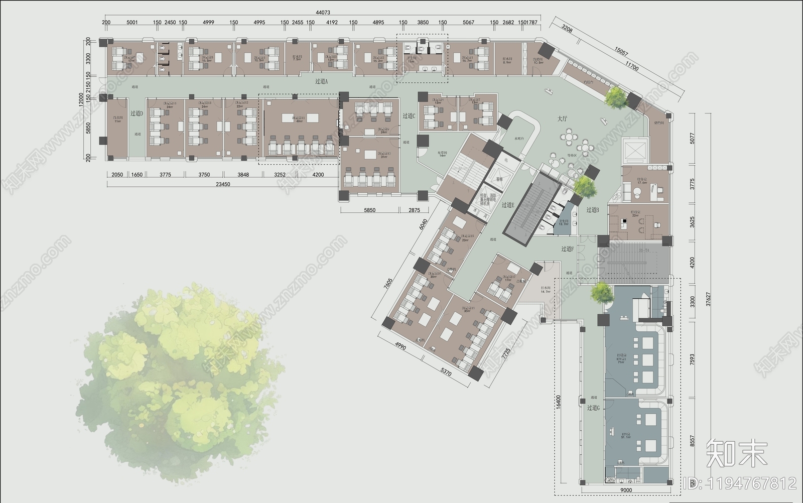 现代洗浴中心施工图下载【ID:1194767812】