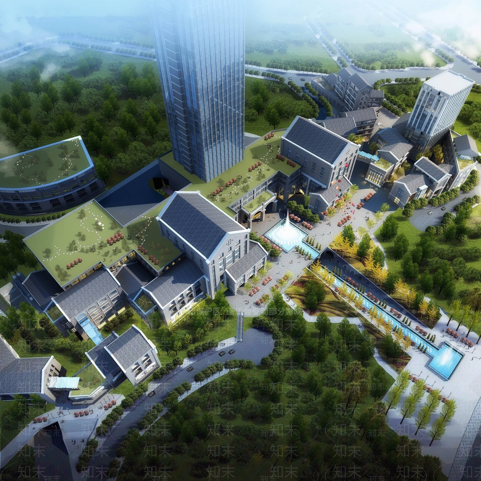 中式商业街3D模型下载【ID:1194768462】