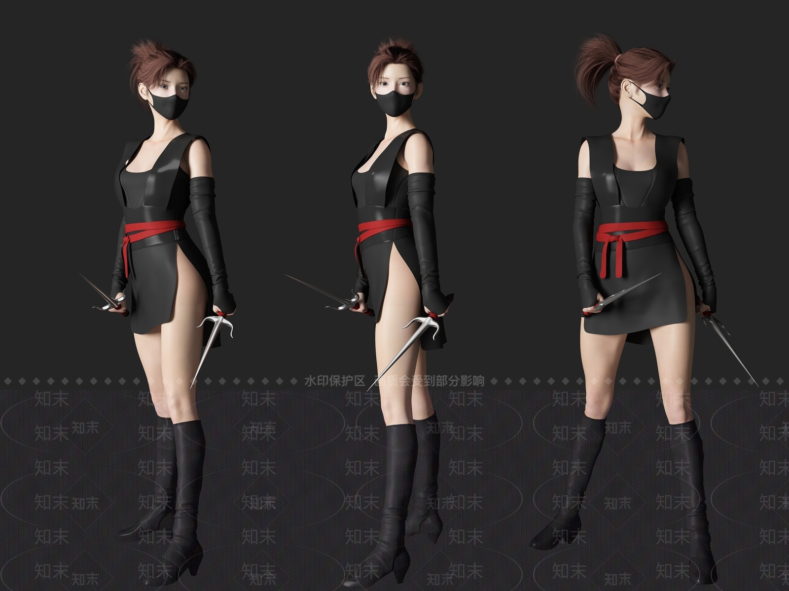 现代刺客美女人物3D模型下载【ID:1194770273】