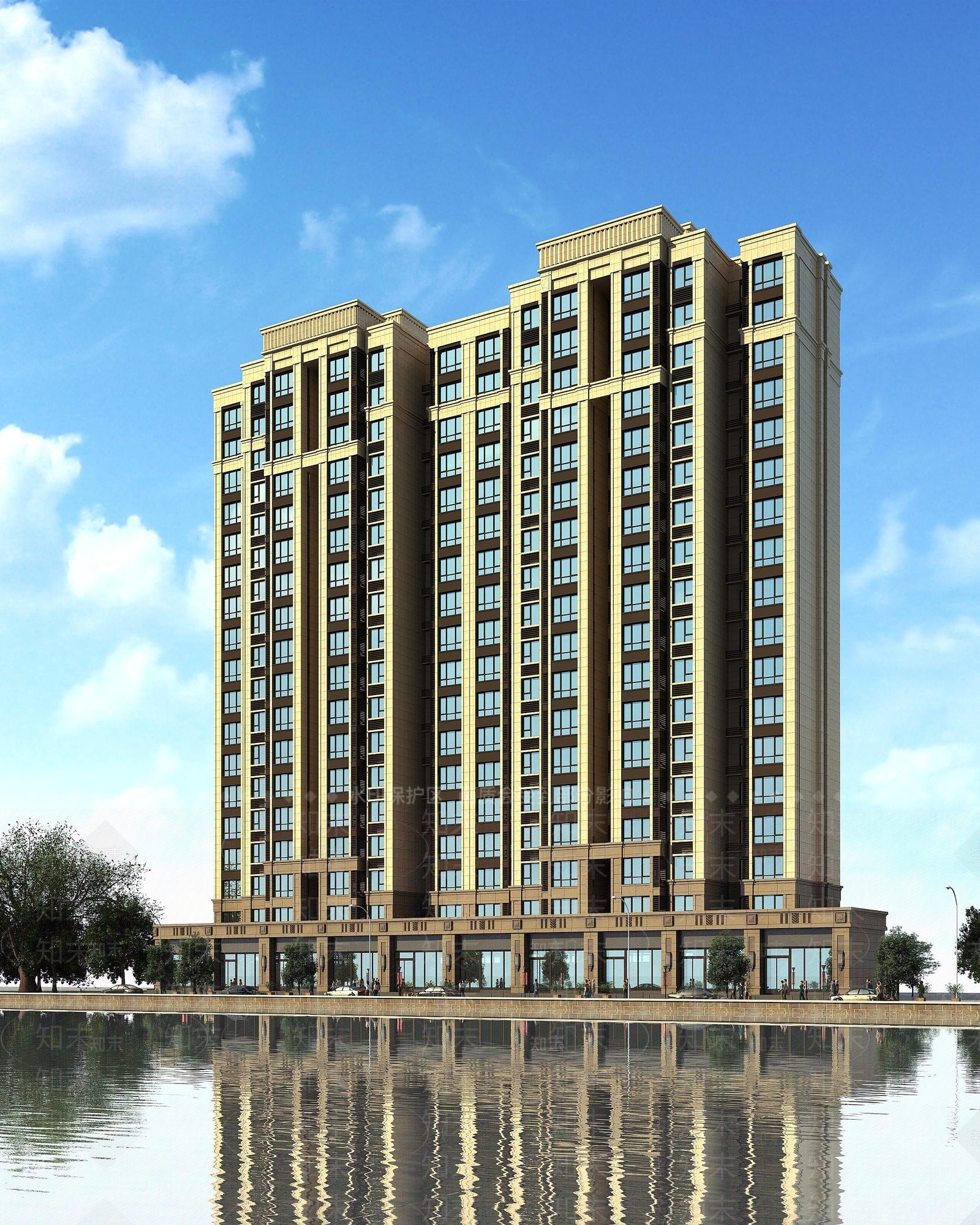 简欧商铺底商住宅楼3D模型下载【ID:1194770701】