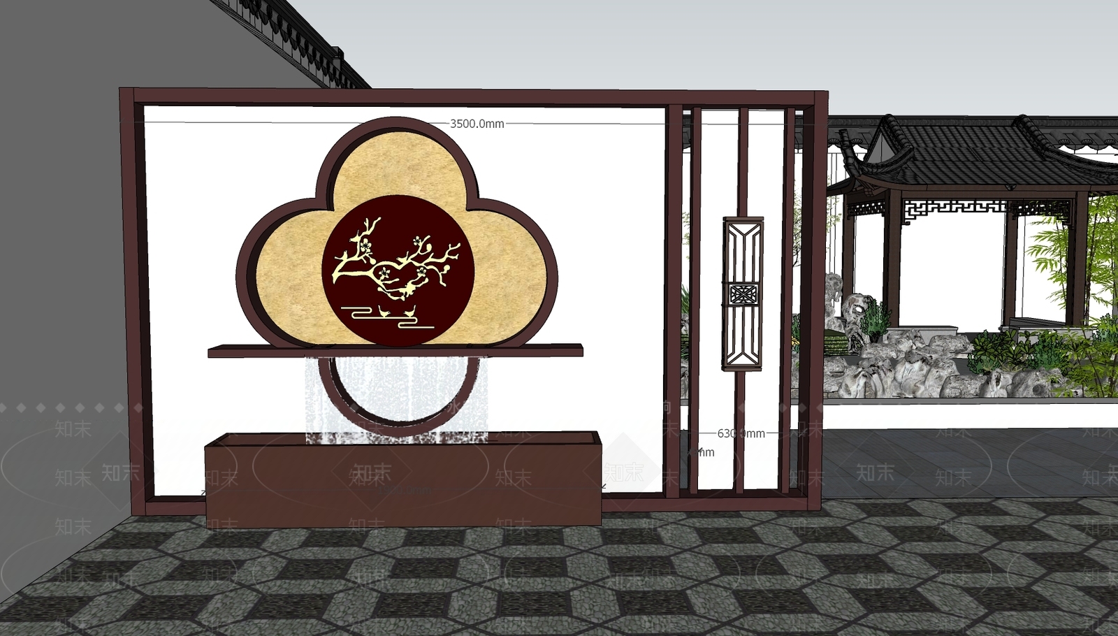 新中式别墅庭院SU模型下载【ID:1194770882】