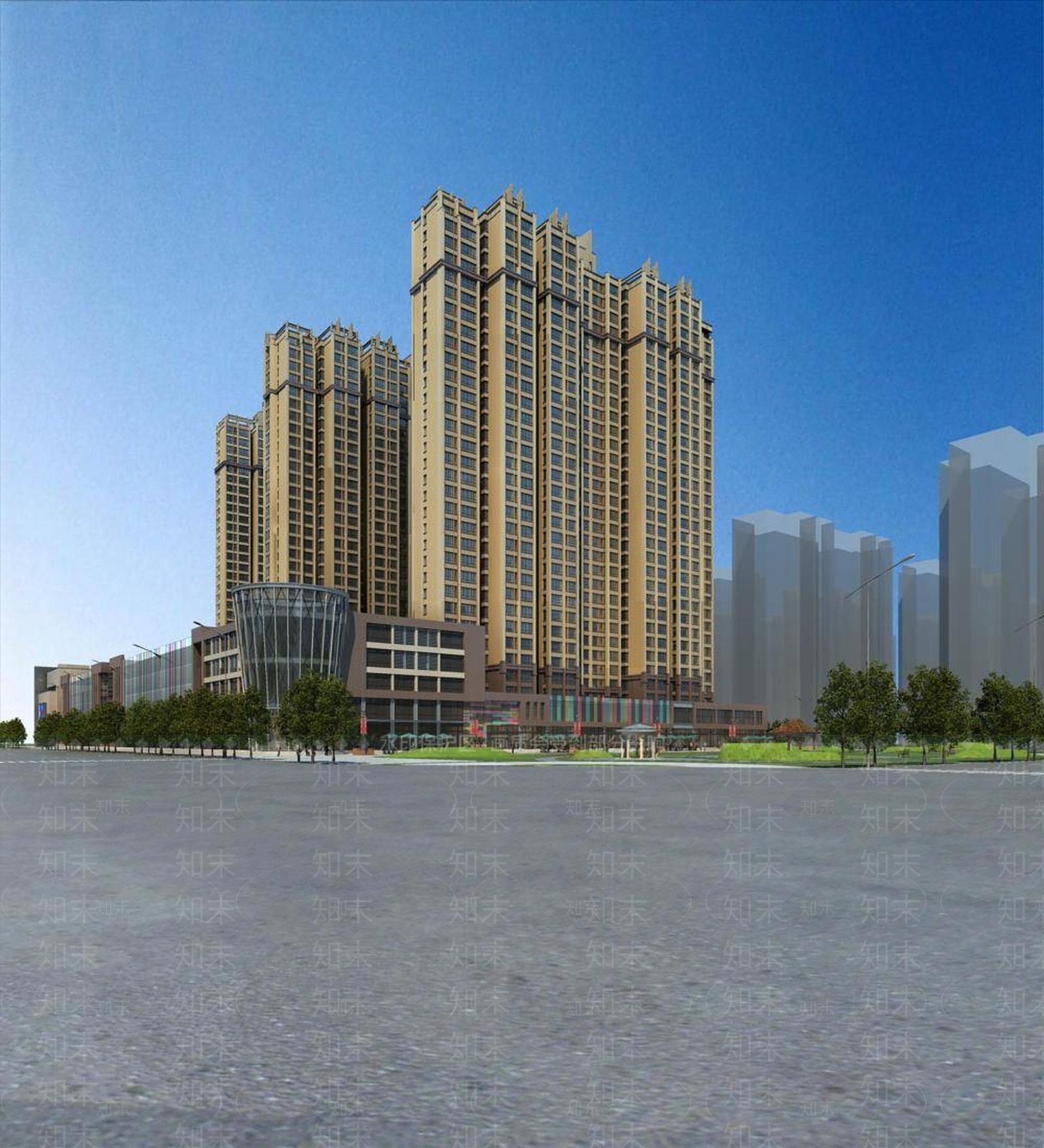 现代高层住宅3D模型下载【ID:1194771595】