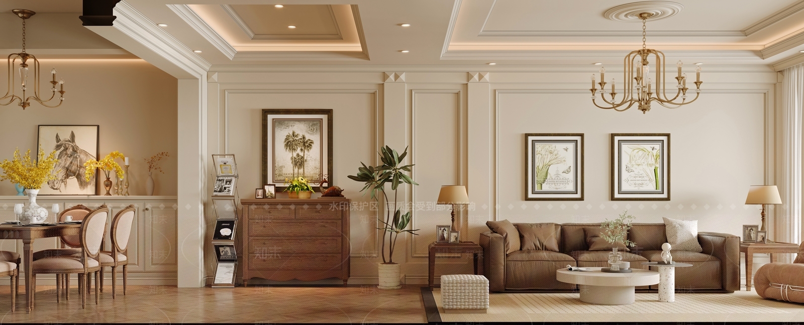 美式欧式客餐厅3D模型下载【ID:1194775493】